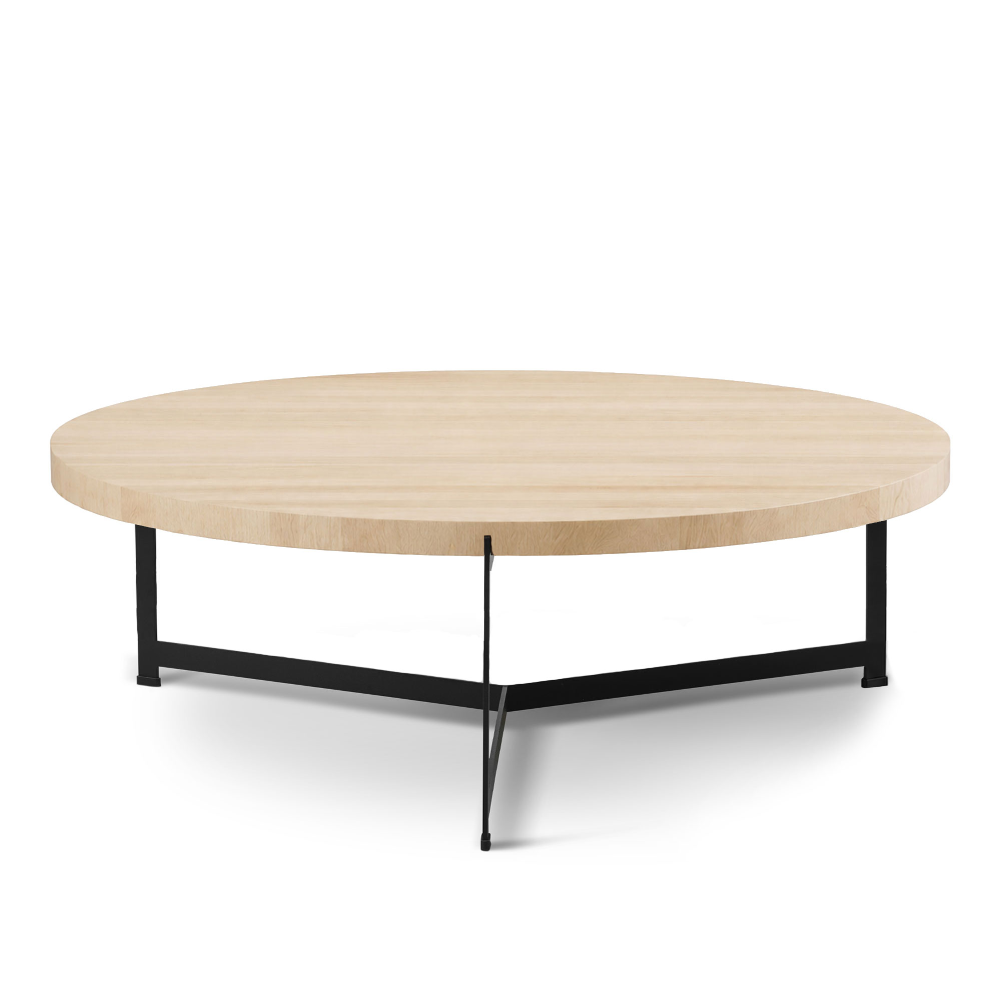 Dk3 - Plateau Coffee Table - &Oslash; 80 cm - H&ouml;jd 35 cm, Skiva i Tv&aring;lad ek, Underrede i Svart pulverlackerat st&aring;l - Soffbord - S&oslash;ren Rose Studio - Tr&auml;f&auml;rgad - Metall/Tr&auml;