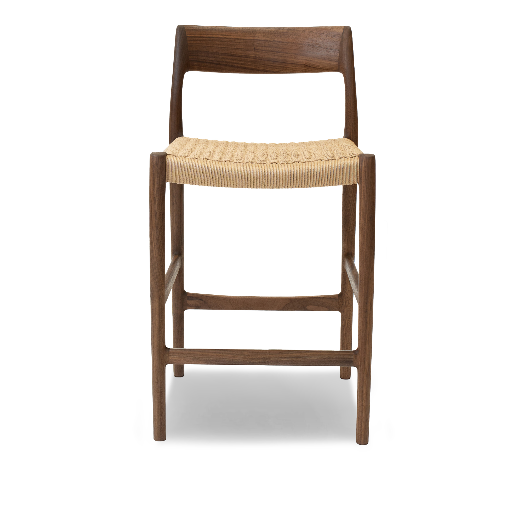 J.L. M&oslash;ller - Model 77C counter chair Walnut, Oil, Natural Rope - Barstolar - Niels Otto M&oslash;ller - Beige - Papper/Tr&auml;