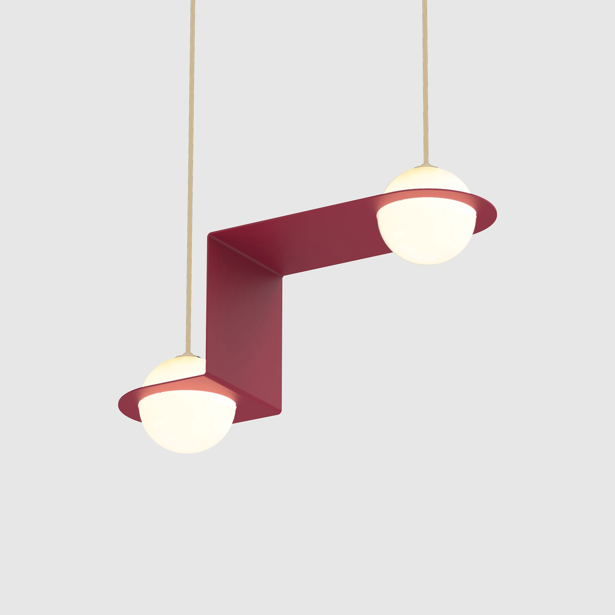 Lambert & Fils - Laurent 06, Parallel, Burgundy frame, Sand wires, Black canopy - Pendellampor - Lila