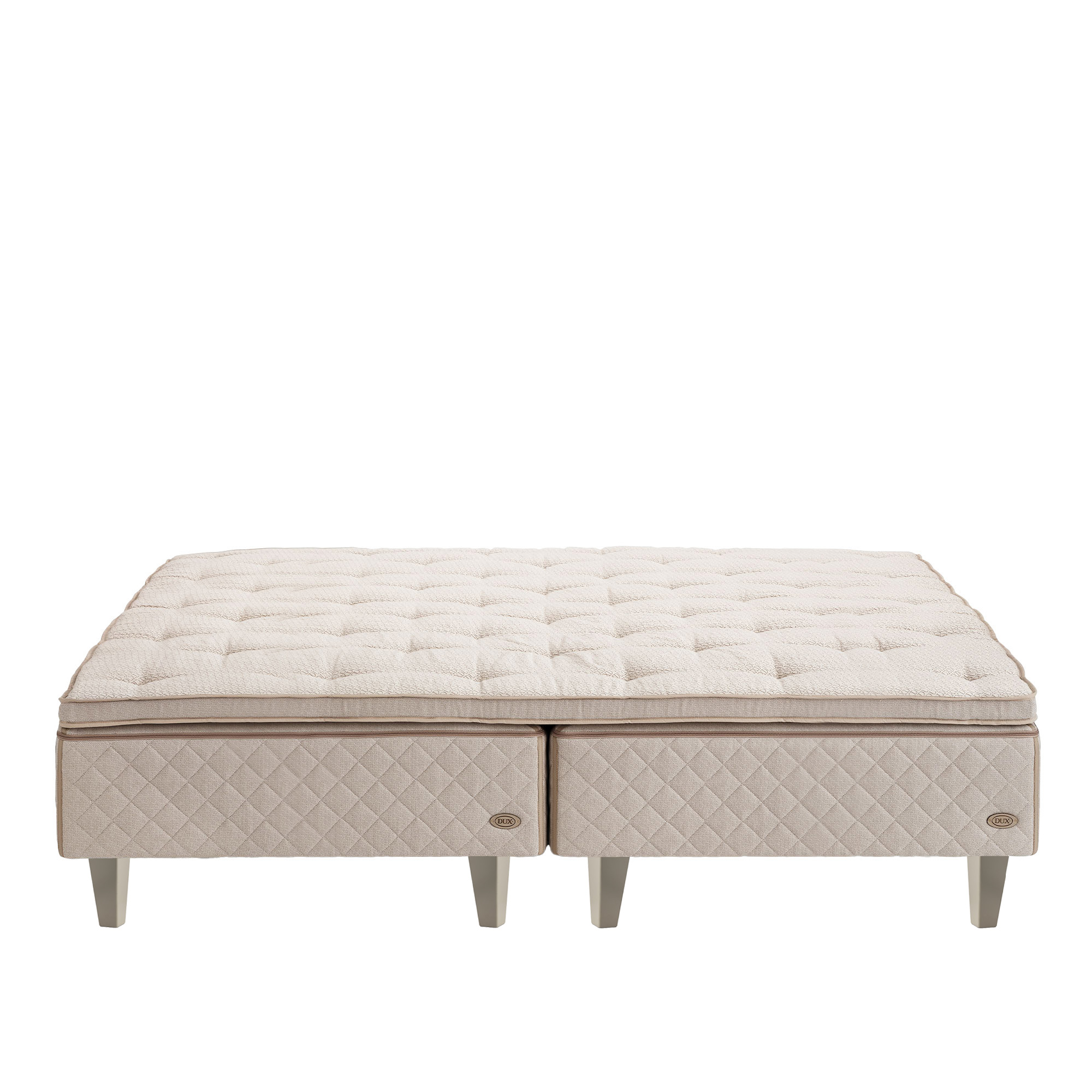 dux - dux 10 resårbotten fast 200x200 cm/ top pad bäddmadrass/ konisk oatmeal  20 cm - sängar - beige