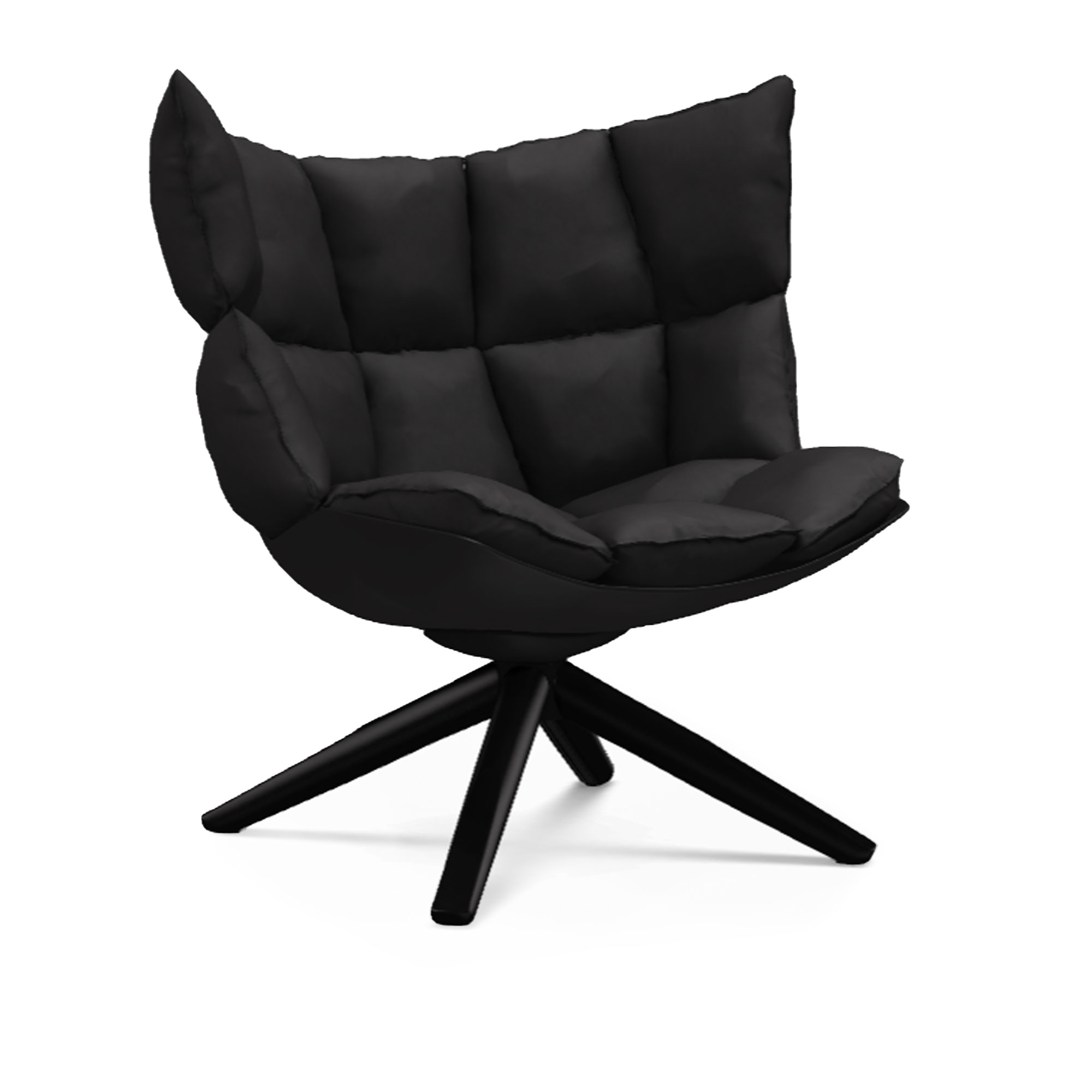 B&B Italia - Husk H2G Leather Kappa Kasia 153 Black shell, black painted metal - Snurrfåtöljer - Patricia Urquiola - Svart - Läder/Metall/Syntetiskt