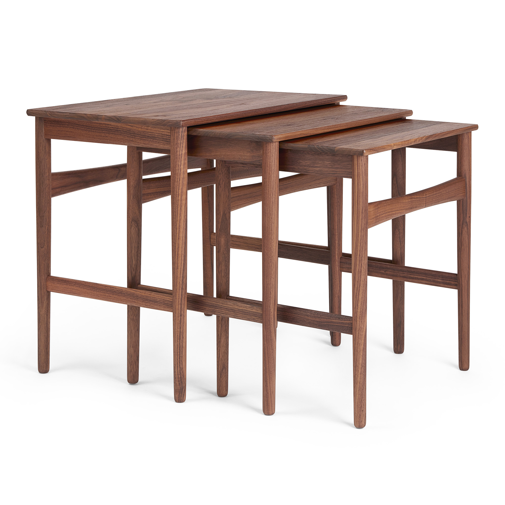 carl hansen - ch004 nesting table walnut oil - sidobord - hans j. wegner - träfärgad - trä