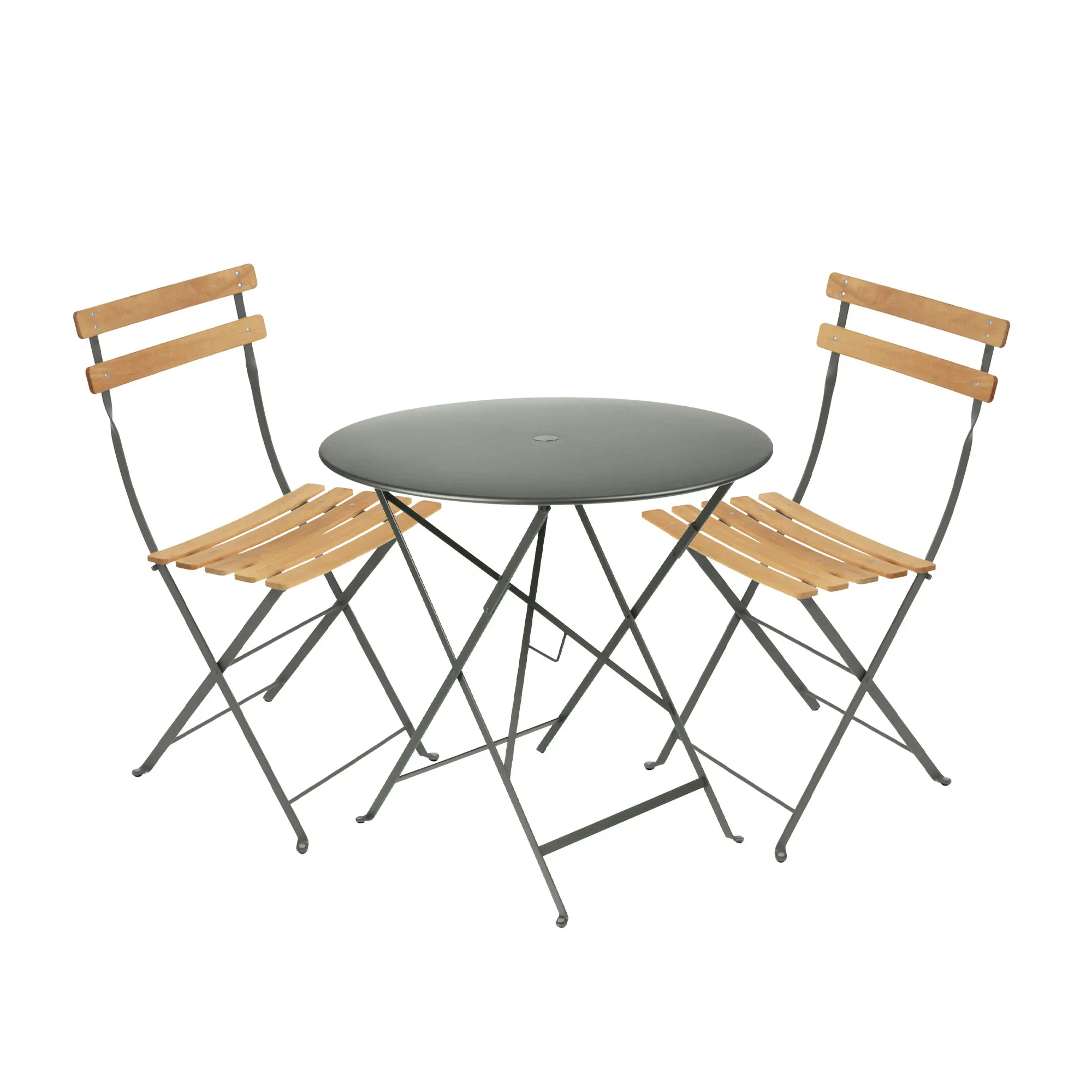 Bistro matgrupp bord 77cm & 2 trä stolar