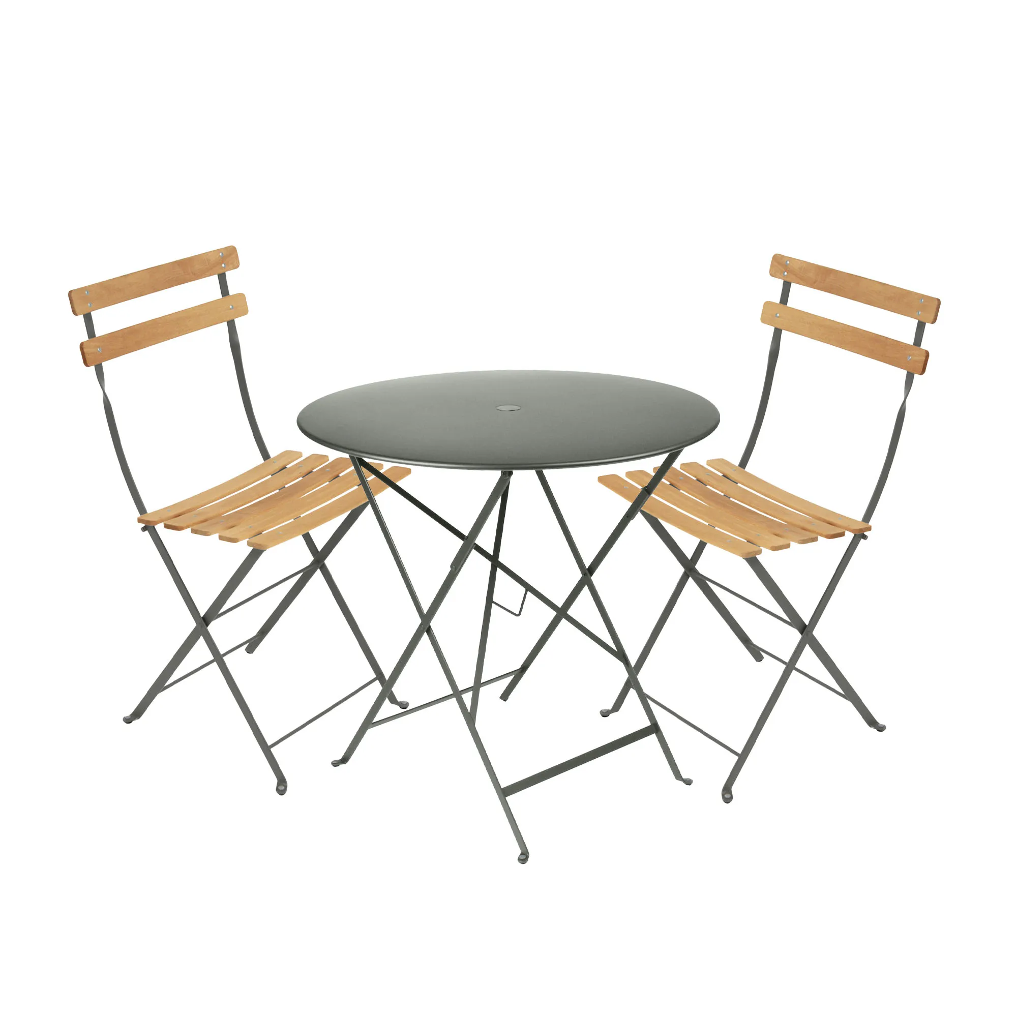 Bistro matgrupp bord 77cm & 2 trä stolar