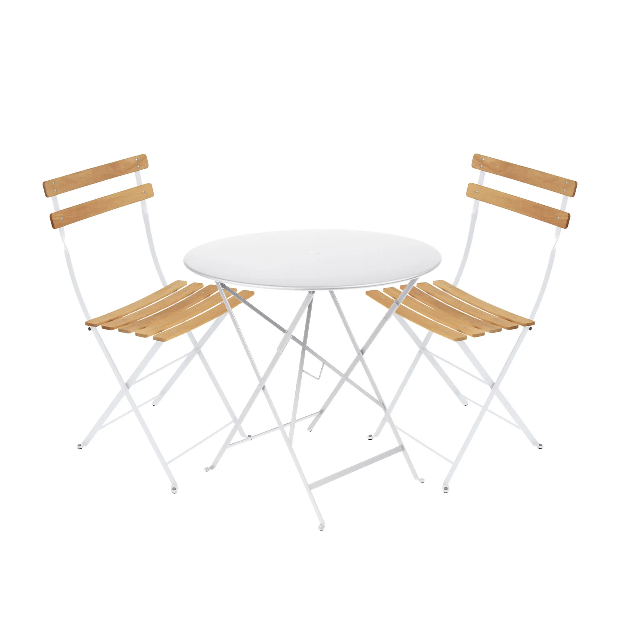 Bistro matgrupp bord 77cm & 2 trä stolar
