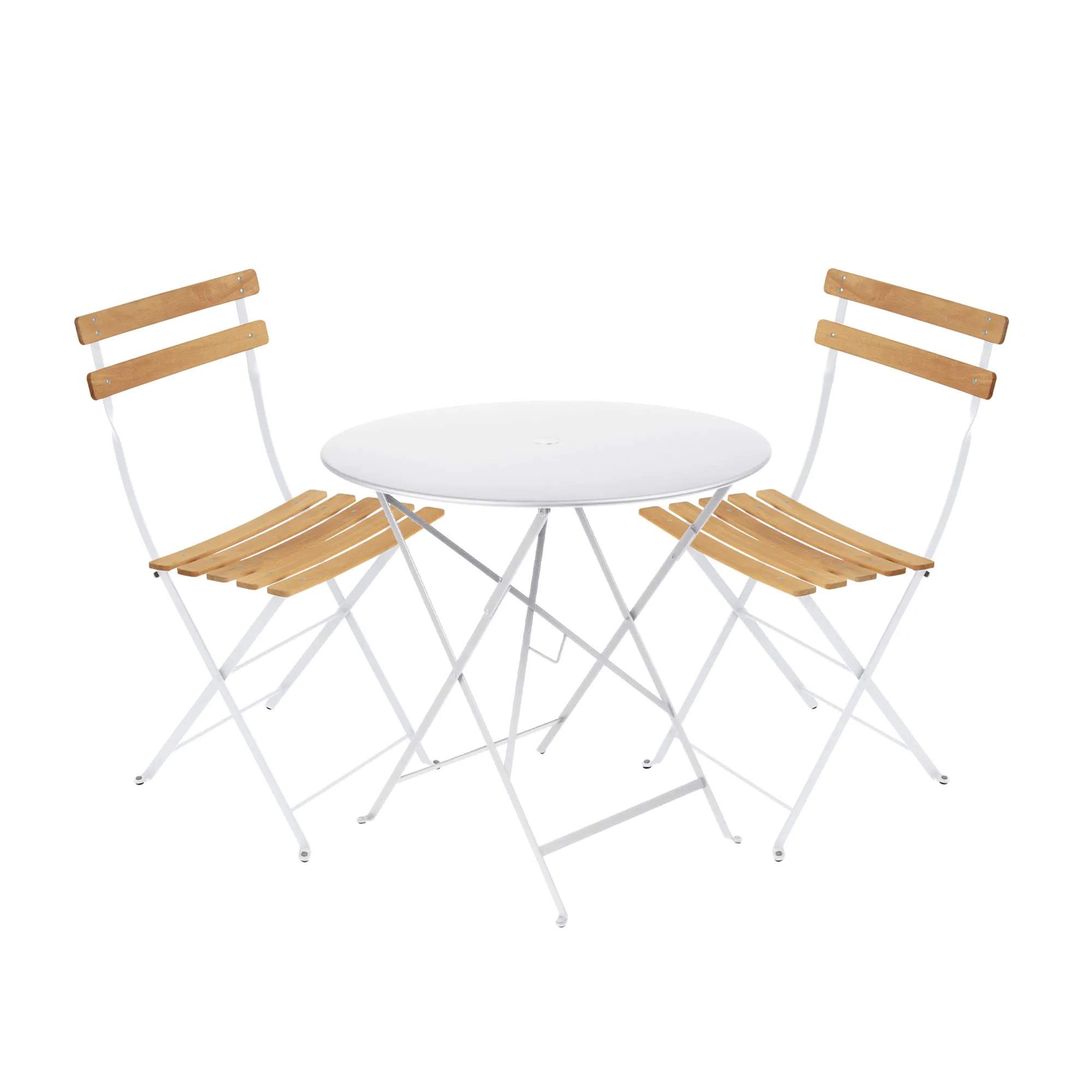 Bistro matgrupp bord 77cm & 2 trä stolar