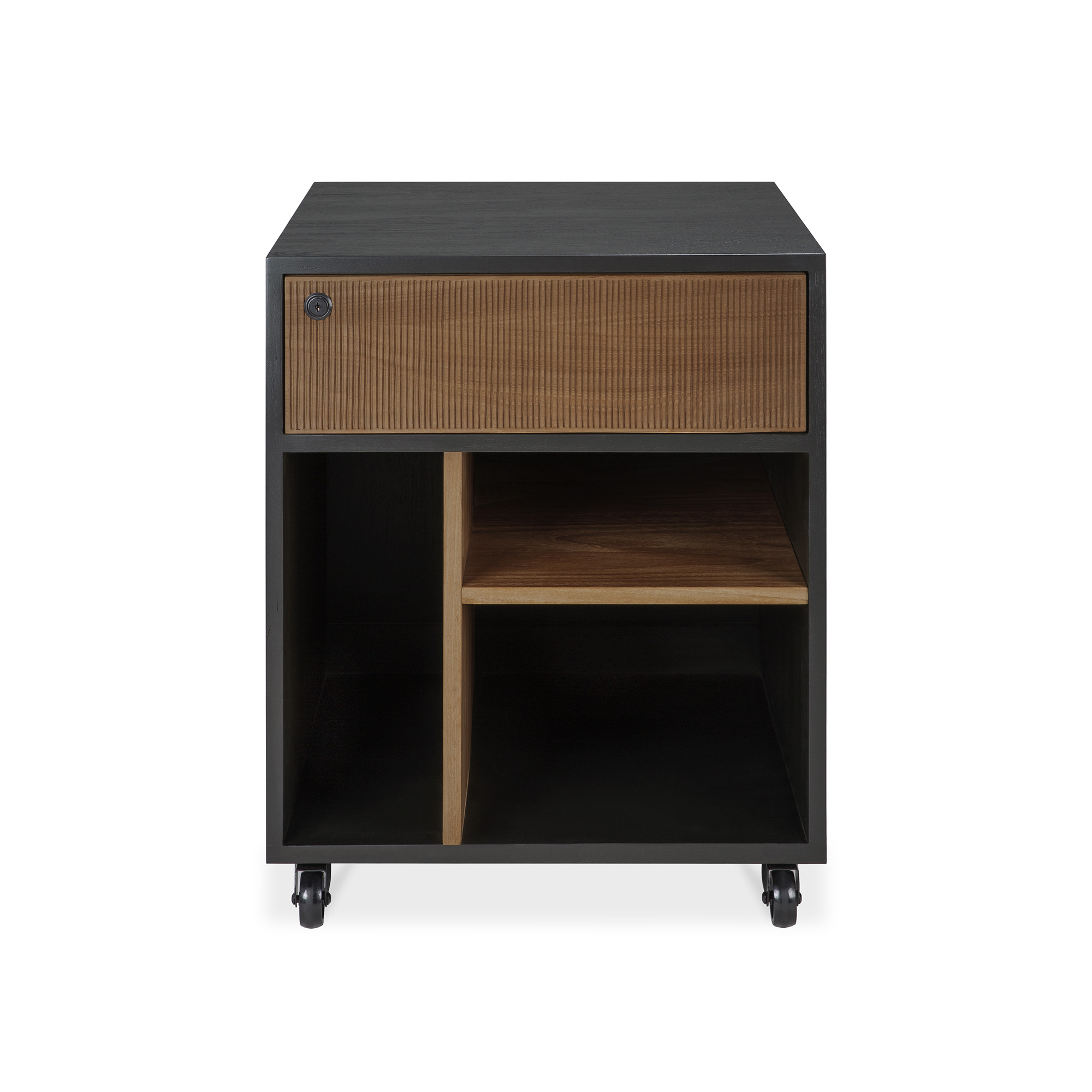 Ethnicraft - Oscar Drawer Unit - Varnished Teak - Black - 1 Drawer - With Keylock - Byråer - Svart - Trä