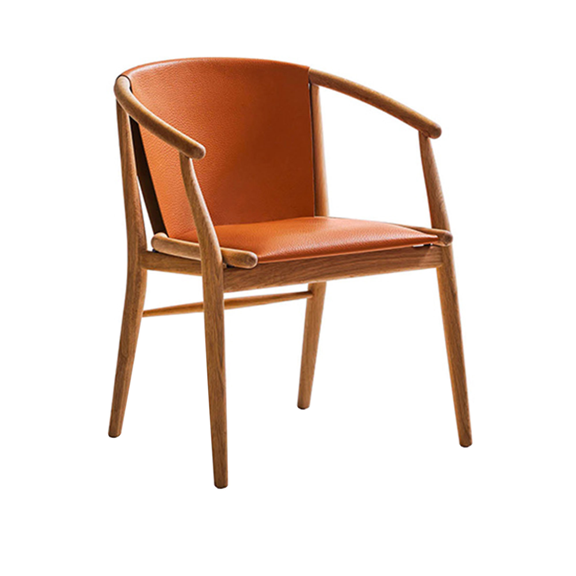 B&B Italia - Jens Chair With Armrests, Br 61, Brushed Black Oak, Seat And Back Cover Natural Thick Leather 150 - Matstolar - Antonio Citterio - Svart - Läder/Trä