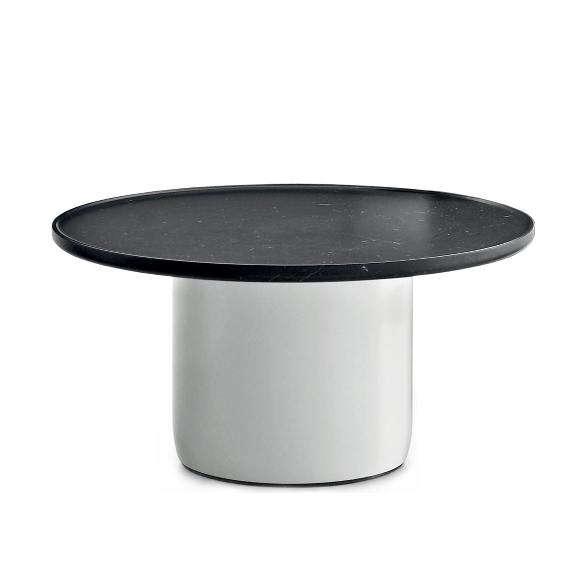 B&B Italia - Button - Runt, Skiva: Carraramarmor, Underrede: Satin black(3764E) - Soffbord - Edward Barber,Jay Osgerby - Vit - Metall/Sten