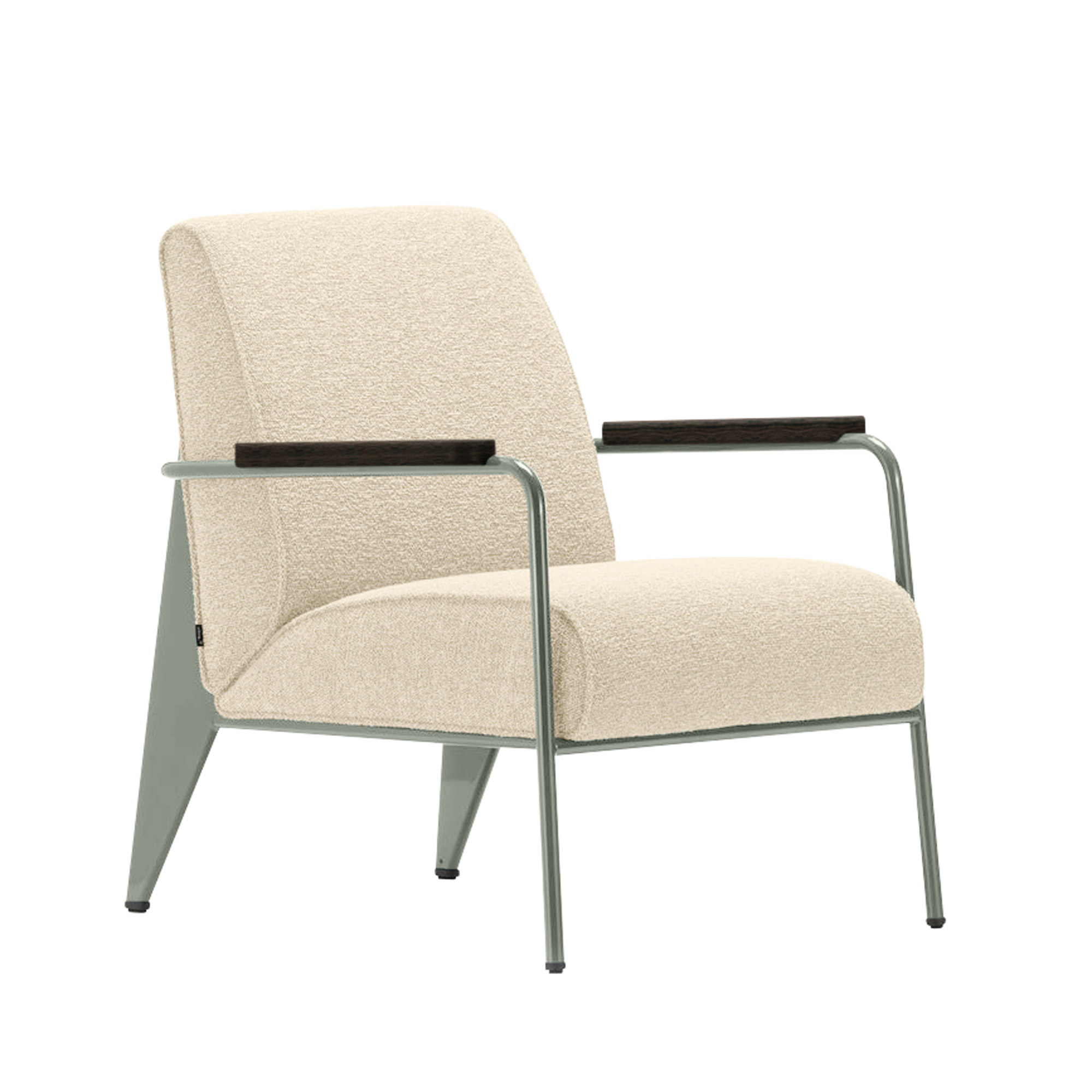 Vitra - Fauteuil de Salon, Prouvé Gris Vermeer, Dark Oak, Fabric Cat. F100 Nubia Col. 02 Cream/Perle - Fåtöljer - Jean Prouvé - Beige - Metall/Trä/Skum