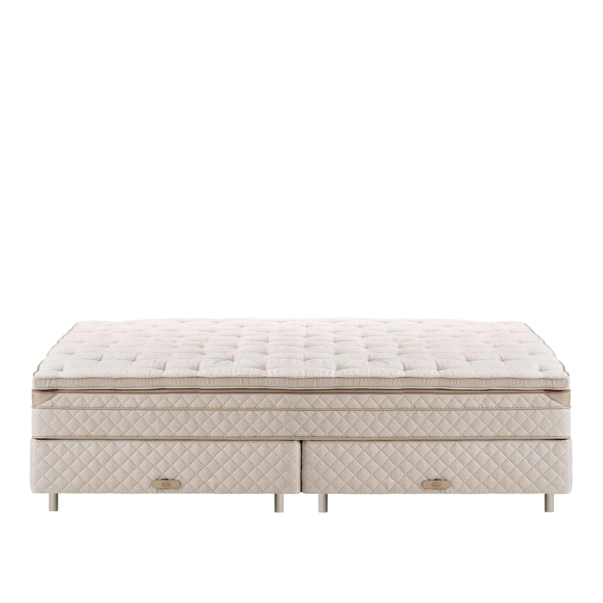 DUX - Dux 80 resårbotten/ Dux 80 resårmadrass medium/ Top Pad Plus Bäddmadrass 210x200 cm/ Rund oatmeal 12 cm - Sängar - Beige | Möbler - Sängar Och Tillbehör - Sängar | Möbelexperten
