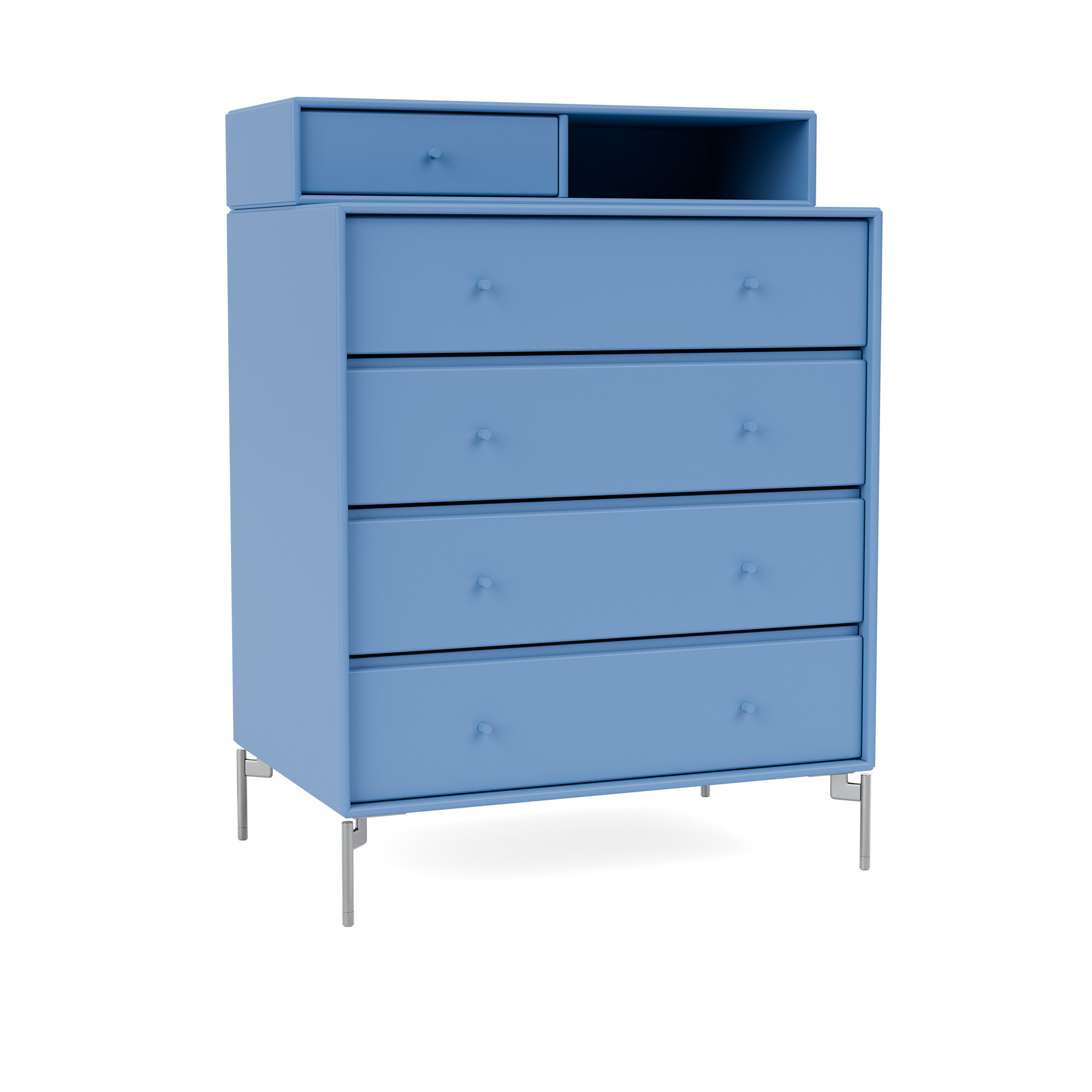 Montana - Keep Chest Of Drawers 154-Azure Matt Chrome - Byråer - Peter J. Lassen - Blå - Trä | Möbler - Förvaring Och Hyllor - Byråer | Möbelexperten