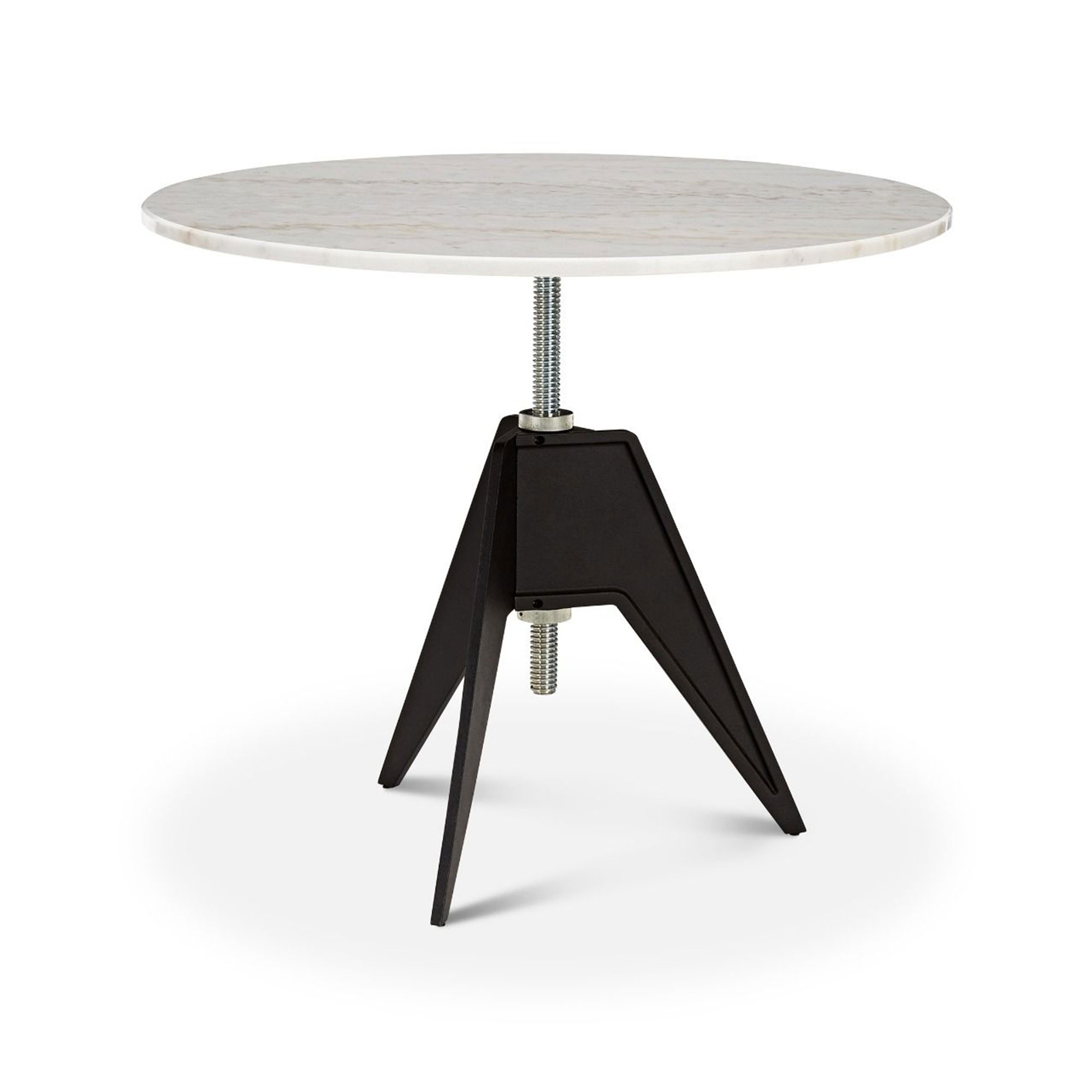 Tom Dixon - Screw Café Table, Rund toppskiva i marmor Ø90 - Vit - Matbord - Vit - Metall/Sten