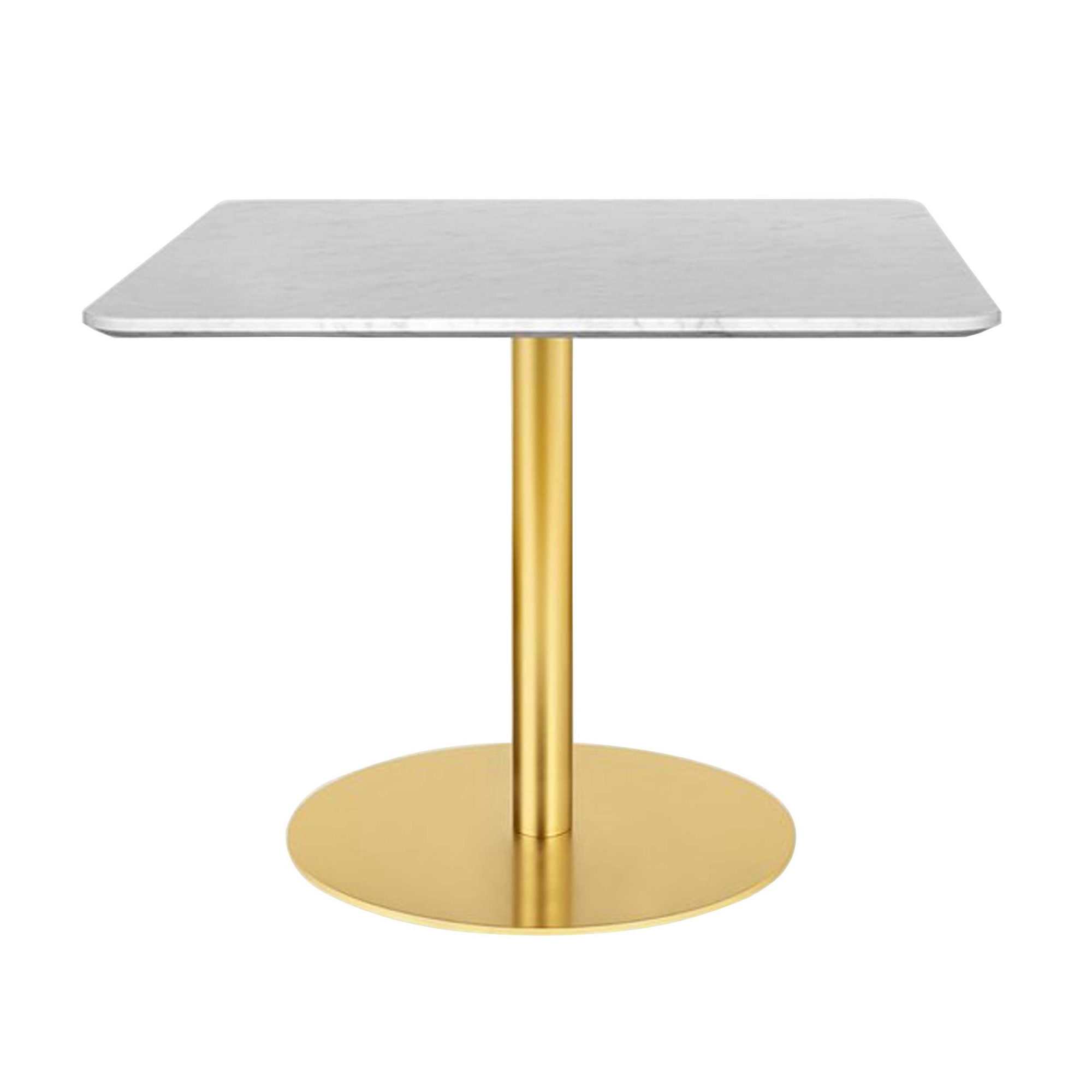 Gubi - Gubi 1. Lounge Table, Bredd: 80 cm,  Skiva: Marmor - Marrone Emperador, Bas: Svart, Storlek: 80 x 80 cm, Skiva: Marmor - Marrone Emperador, Underrede: Svartlackerat stål - Småbord & sidobord - Vit - Glas/Metall