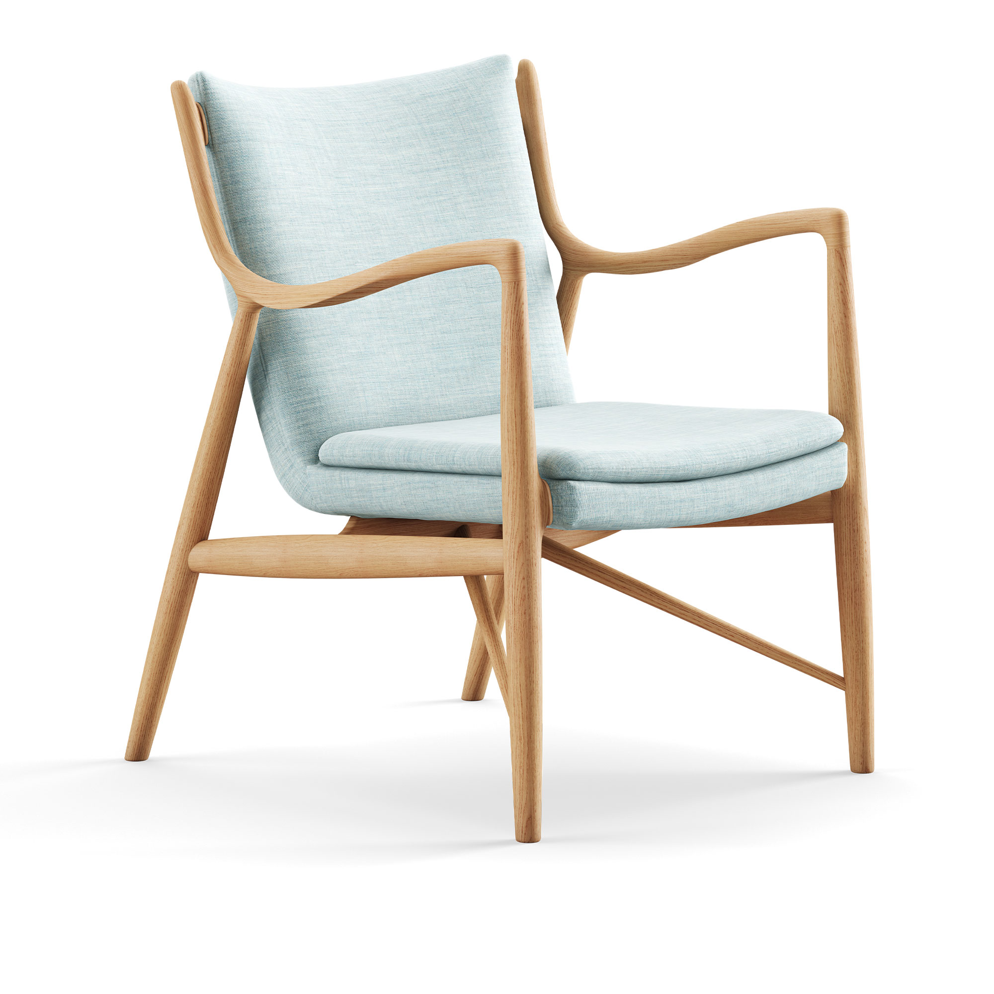 House of Finn Juhl - 45 Chair, Dark oiled oak, Cat. 1 Remix 823 - Fåtöljer - Finn Juhl - Träfärgad,Blå - Trä/Textilmaterial