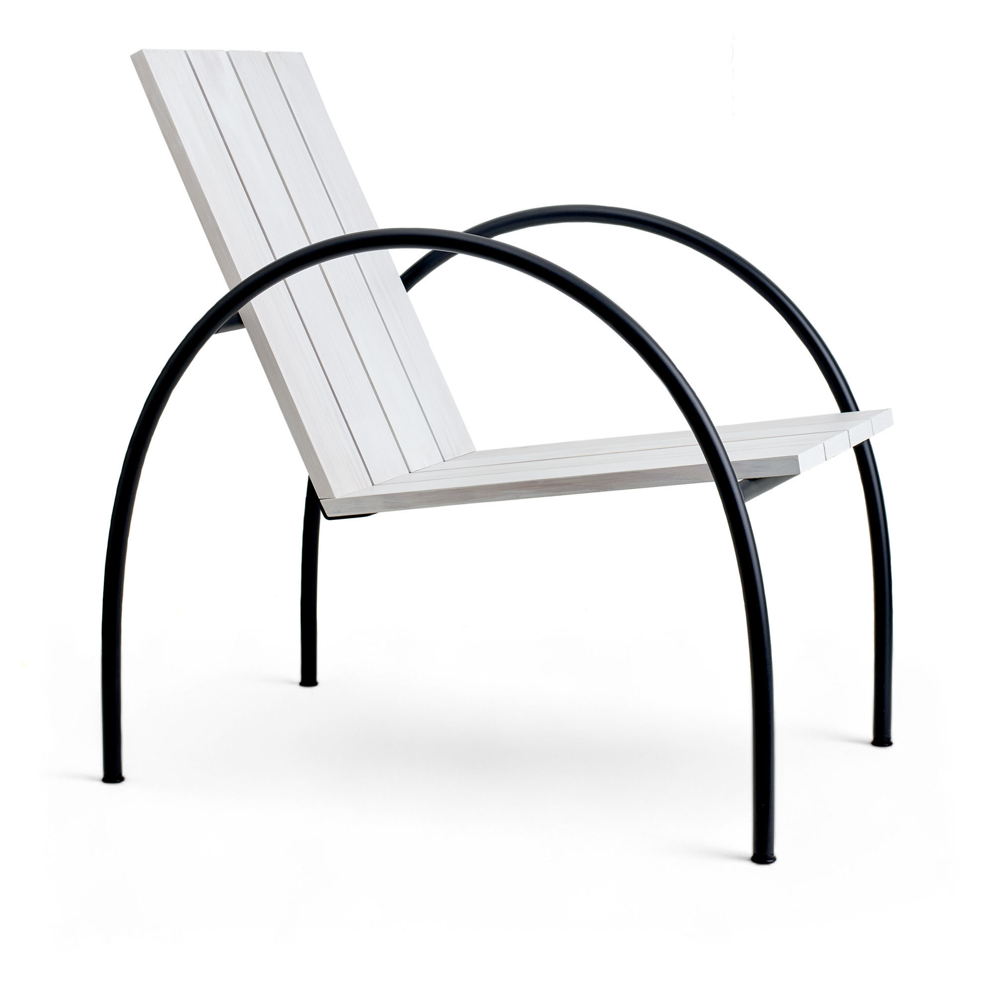 Ingridsdotter - Liv karmstol utomhus stål furu svart/vit - Fåtöljer utomhus - Jonas Bohlin - Svart,Vit - Metall/Trä | Utemöbler - Loungemöbler - Fåtöljer Utomhus | Möbelexperten