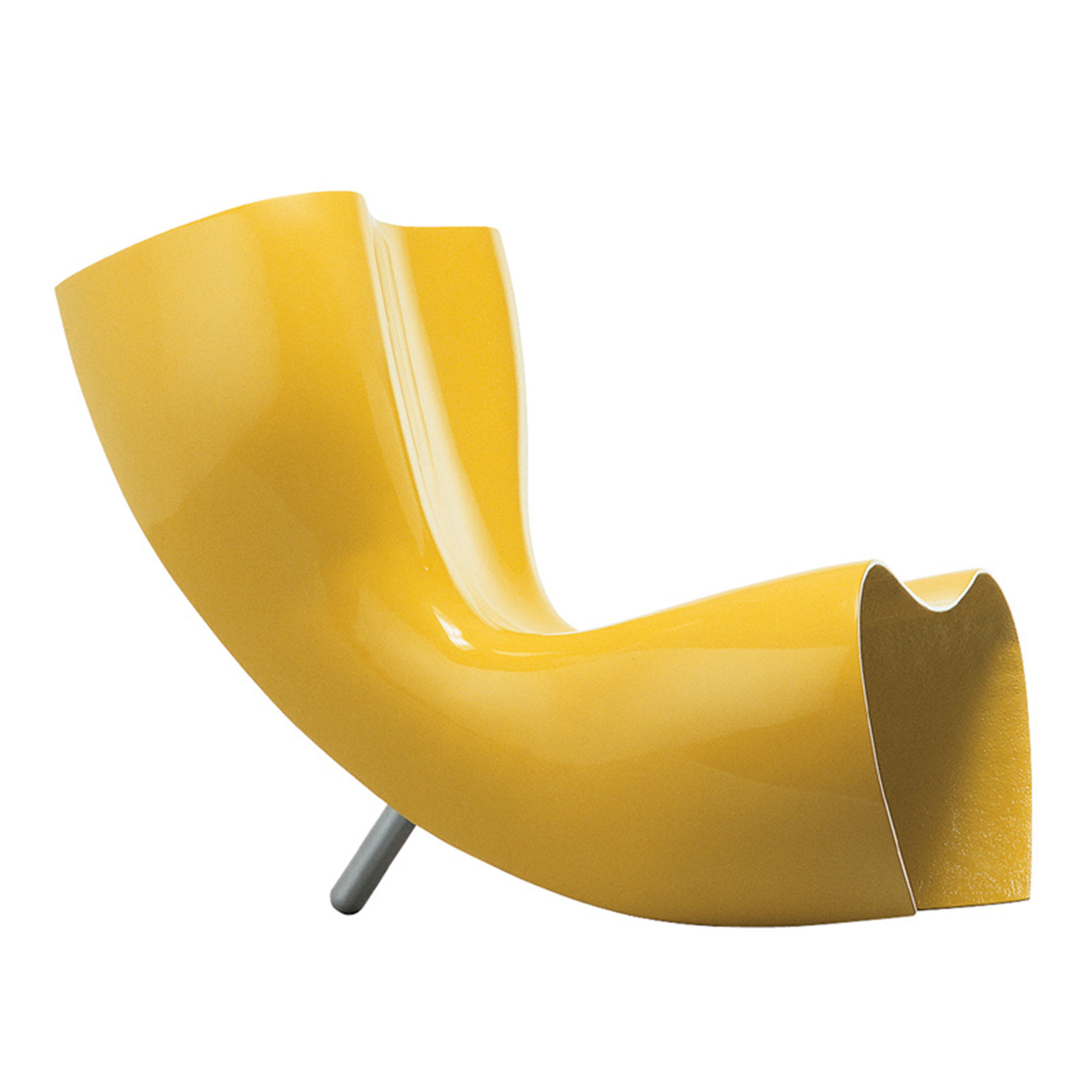 Cappellini - Felt Armchair, Reinforced Fibreglass Structure, 801 Polish Lacquer Blue, Polish Natural Aluminium Base, Suitable for Outdoor - Fåtöljer - Marc Newson - Blå - Metall
