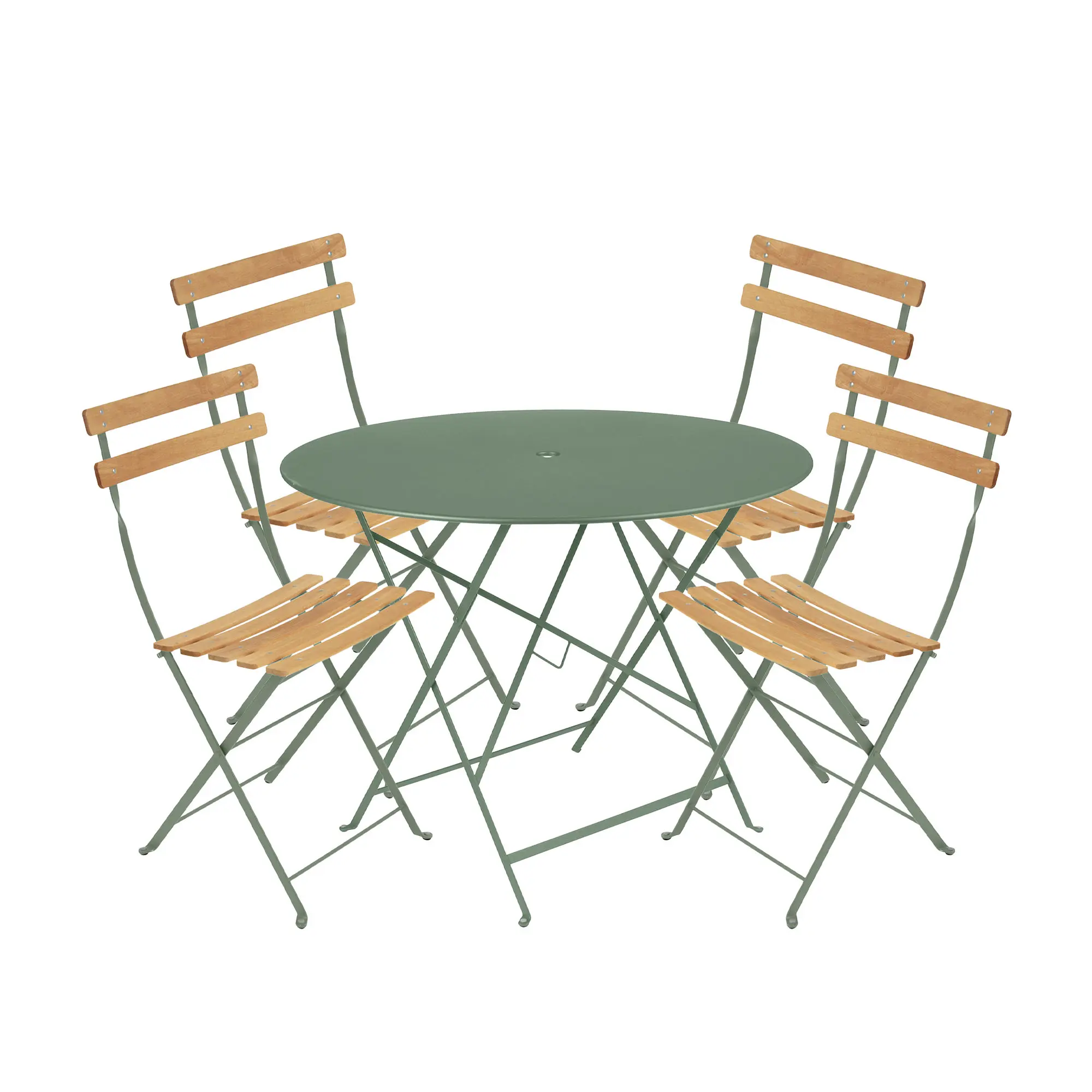 Bistro matgrupp Ø96cm & 4 trä stolar