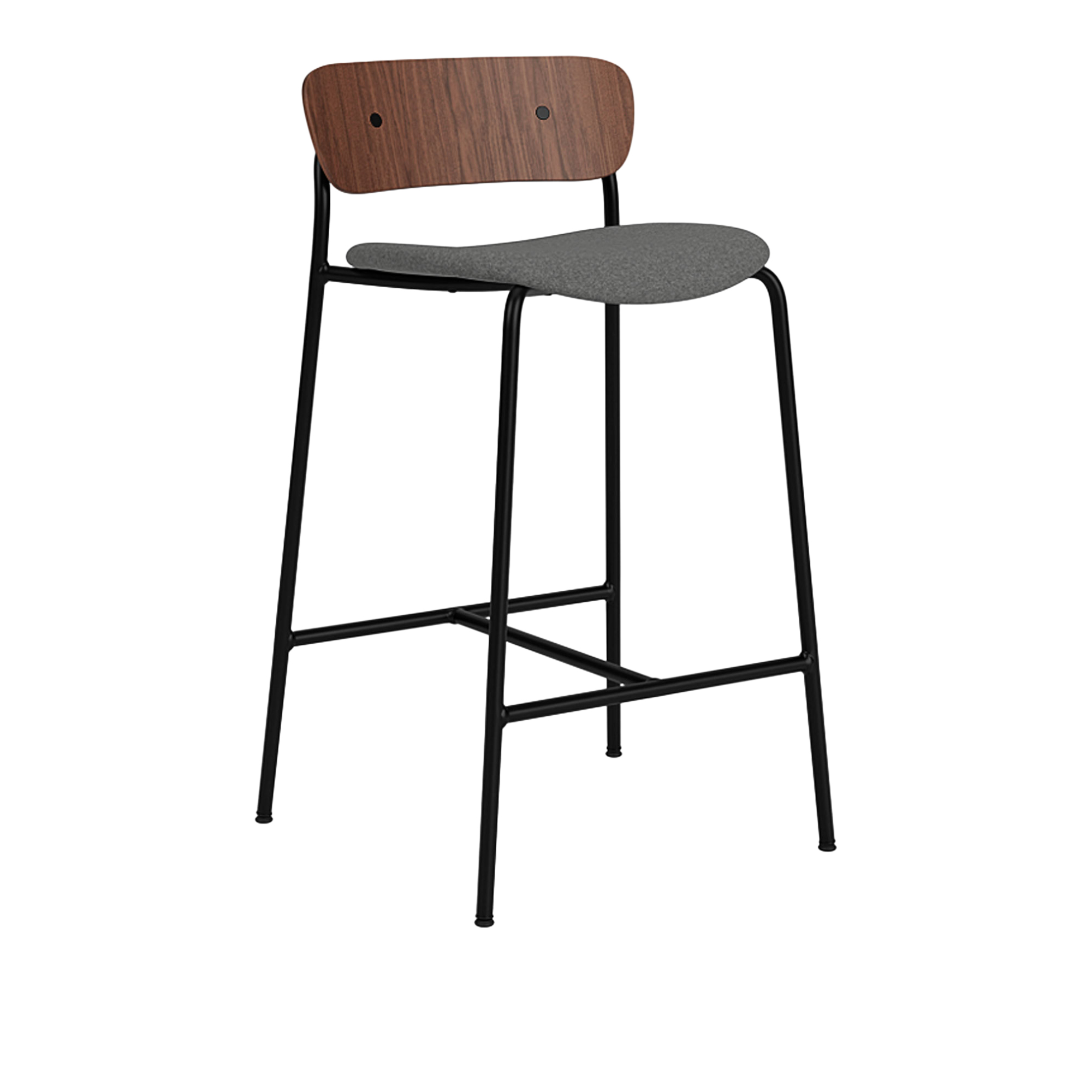 &Tradition - Pavilion AV8 - Lacquered Walnut - Fabric cat.2 - Divina Melange 3 170 - Barstolar & barpallar - Anderssen & Voll - Metall/Trä