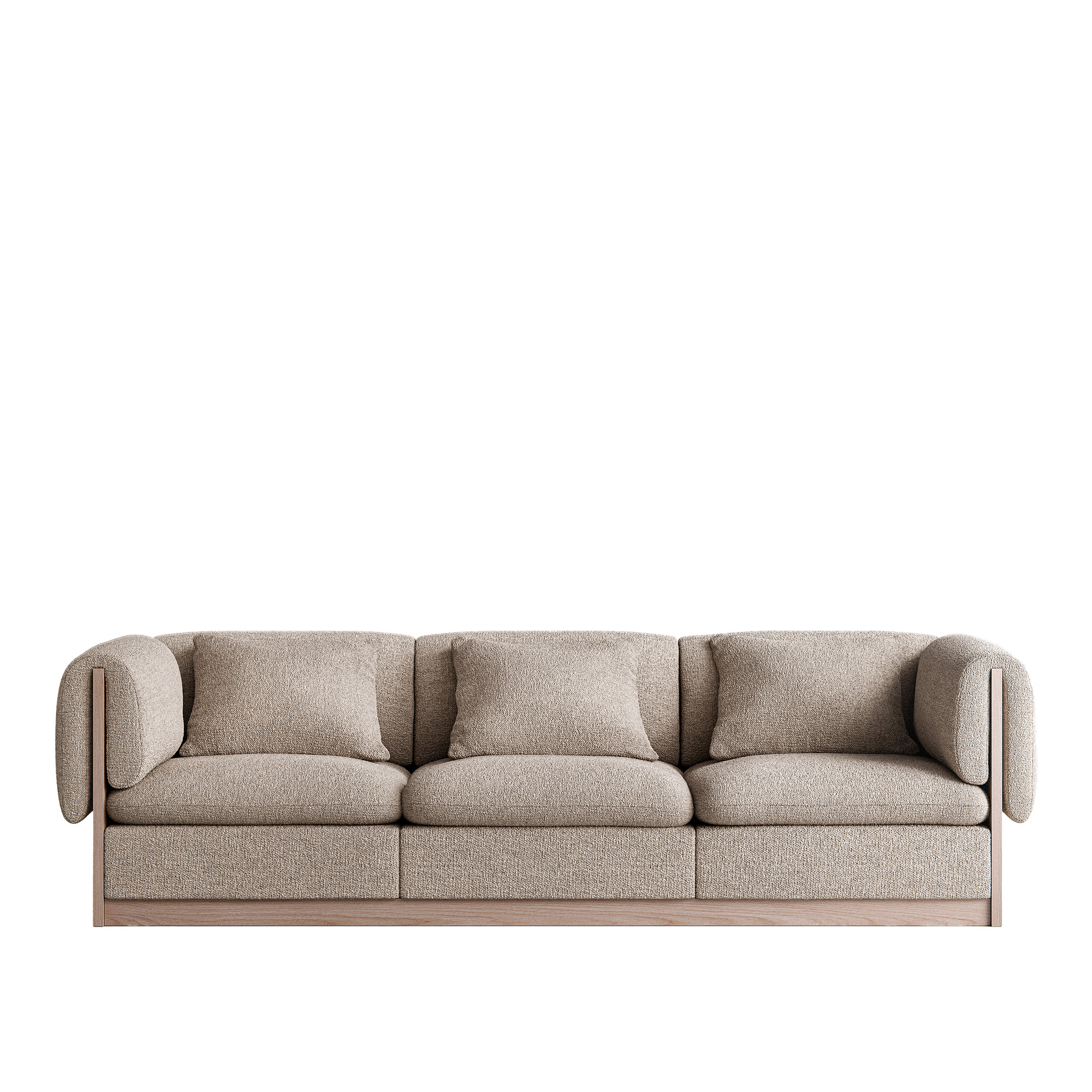 länna möbler - l.a. 3-seater sofa inc. arm-rest cushion, light oak frame, barnum 3 hemp - soffor - lotta agaton - brun - metall/trä/textilmaterial