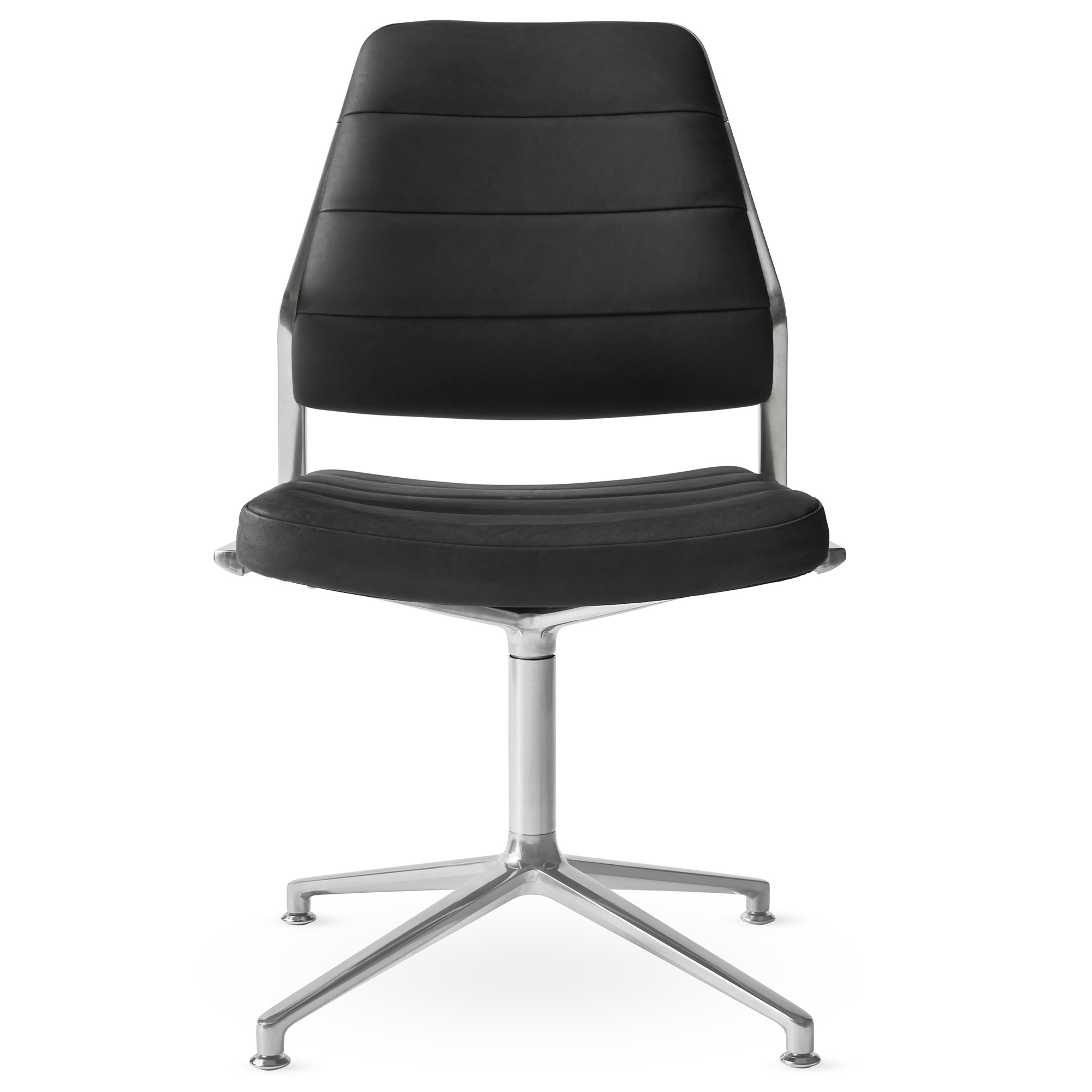 Vipp - Vipp454 Swivel chair, polished, gliders, Black leather - Kontorsstolar