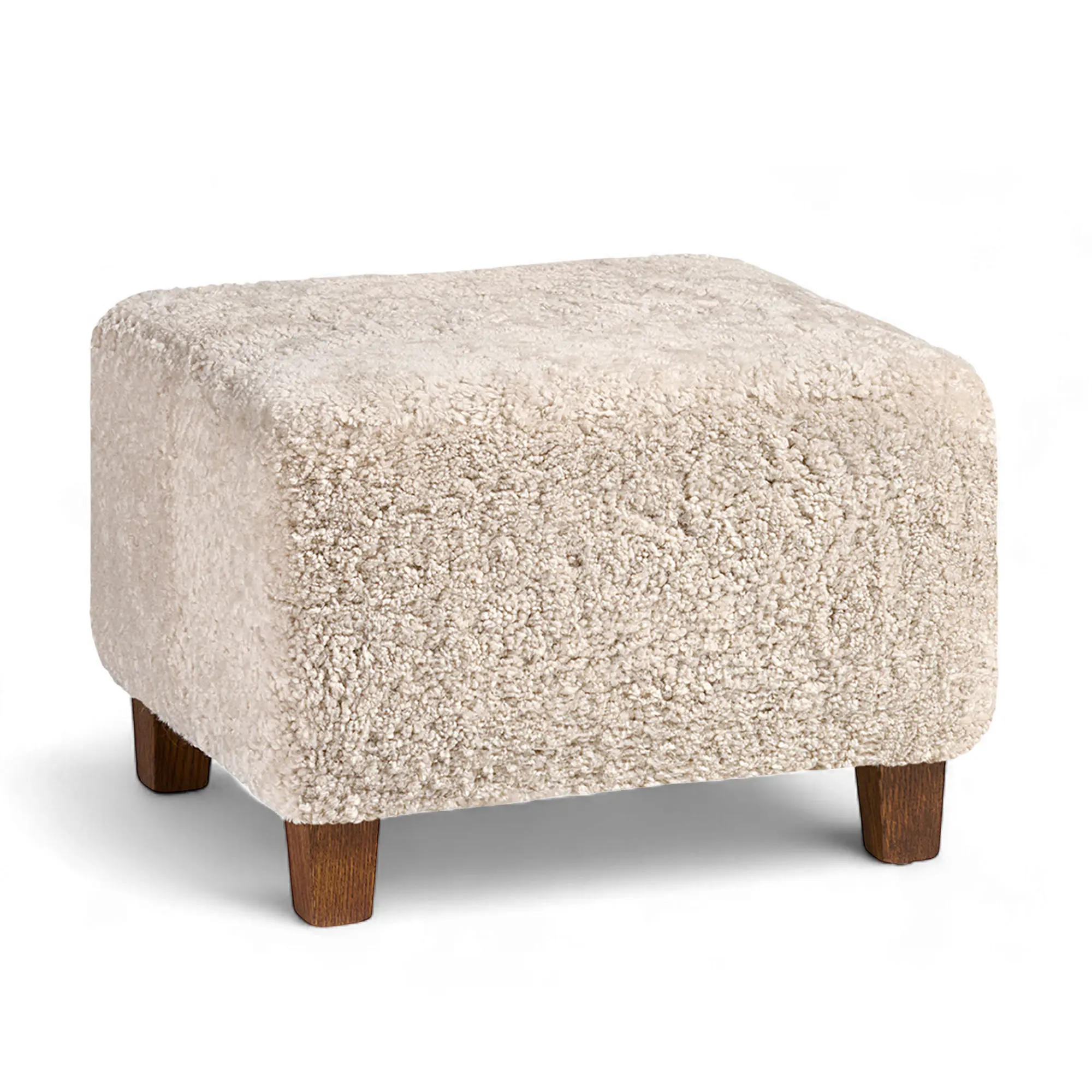 Karu Ottoman Sheepskin Moonlight Fumed Oak