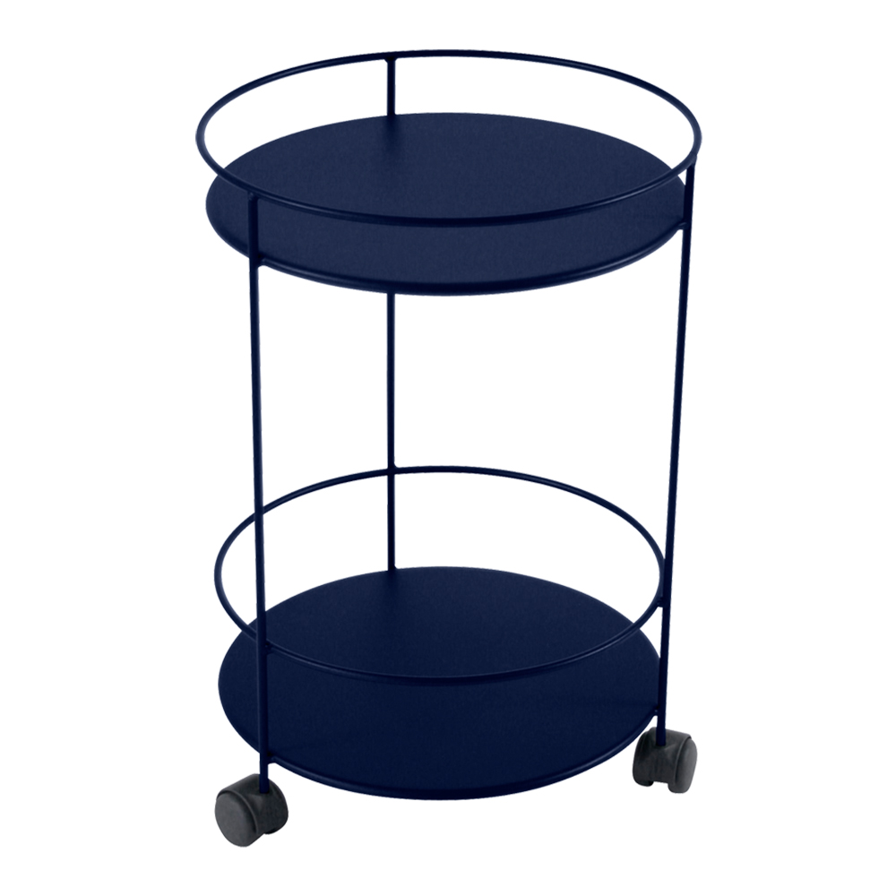 Fermob - Guinguette Side Wheeled Table With Solid Double Top Deep Blue 92 - Småbord & Sidobord utomhus - Blå - Metall