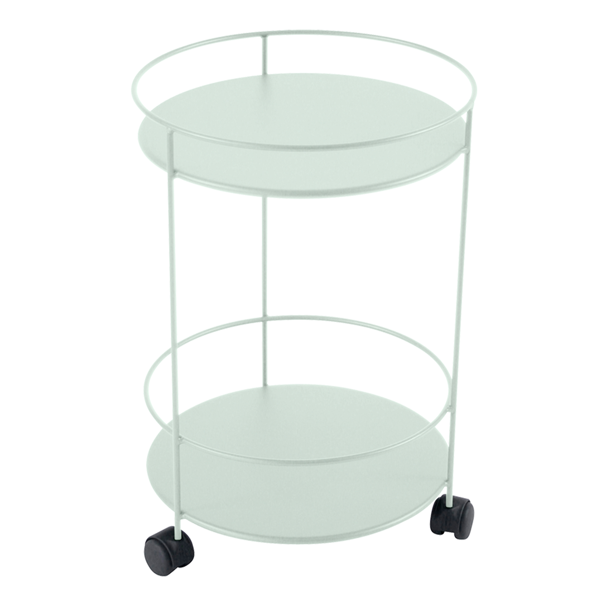 Fermob - Guinguette Side Wheeled Table With Solid Double Top Ice Mint A7 - Småbord & Sidobord utomhus - Grön - Metall
