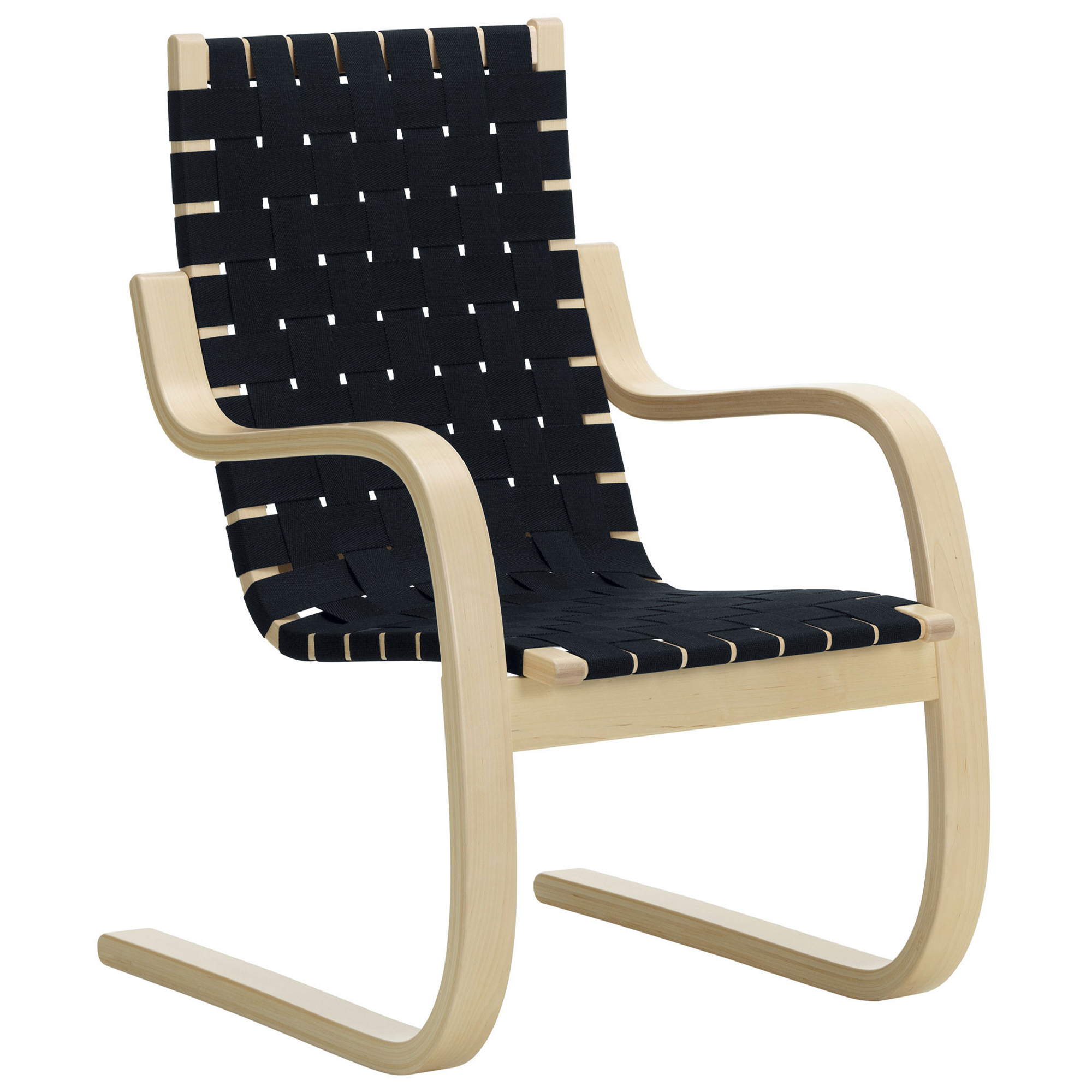 Artek - Armchair 406 Black Blue - F&aring;t&ouml;ljer - Alvar Aalto - Bl&aring; - Tr&auml;/Textilmaterial