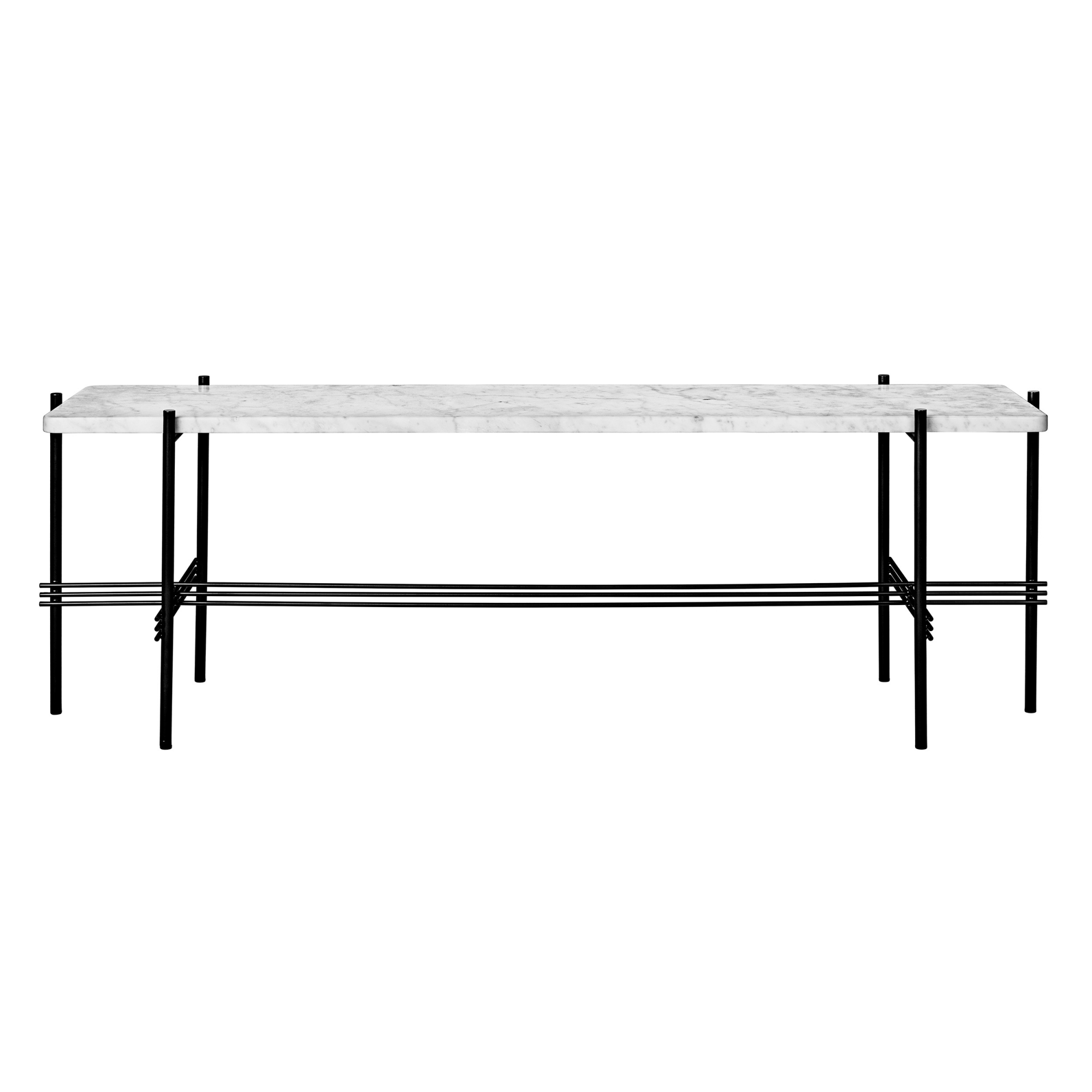 Gubi - TS Console - 1 hyllplan, Ben: Svart metall, Skiva: Bianco Carrara - Konsolbord - GamFratesi - Vit - Metall/Sten