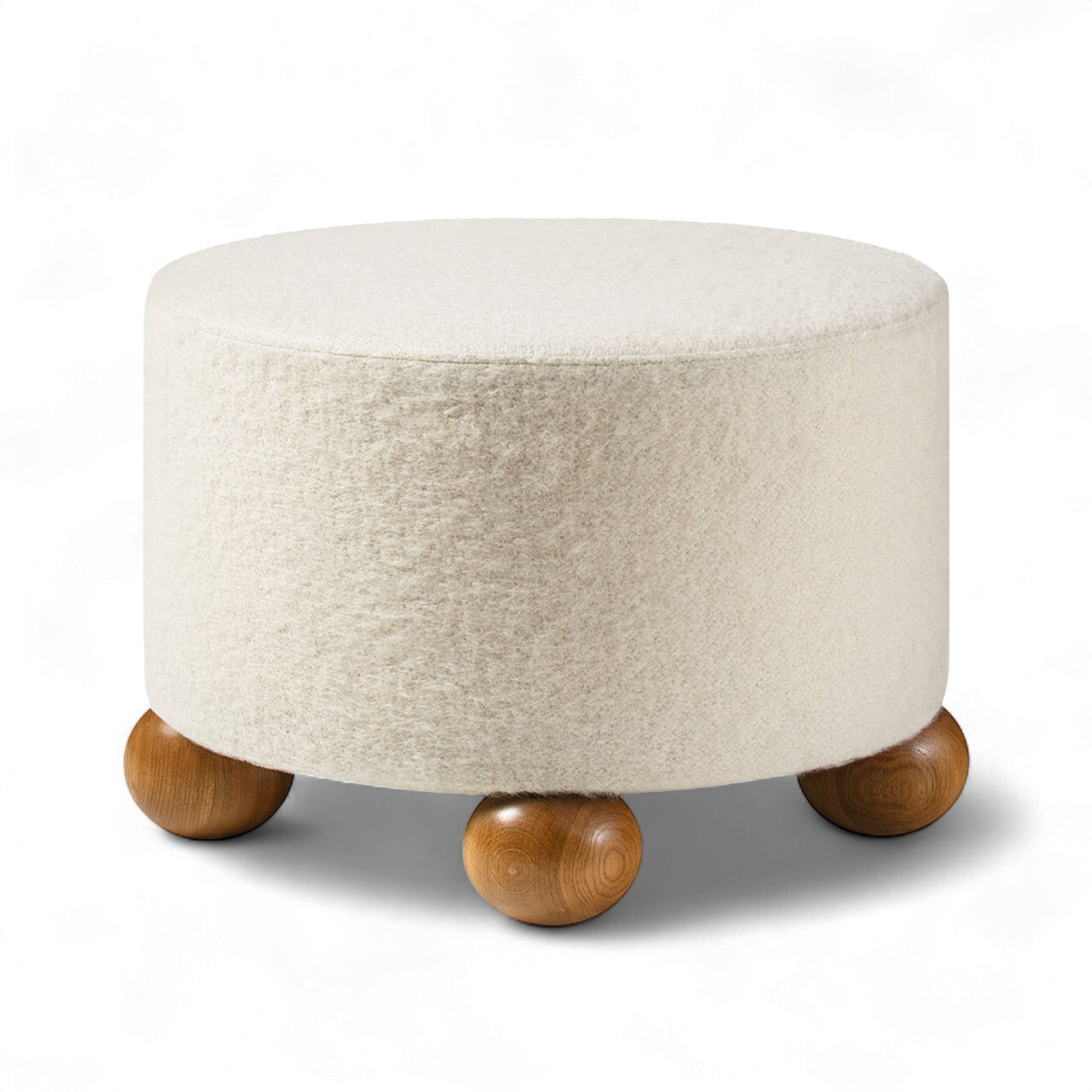 dagmar - luupo ottoman yeti coton oiled oak h 40 cm - fotpallar - träfärgad - trä/textilmaterial