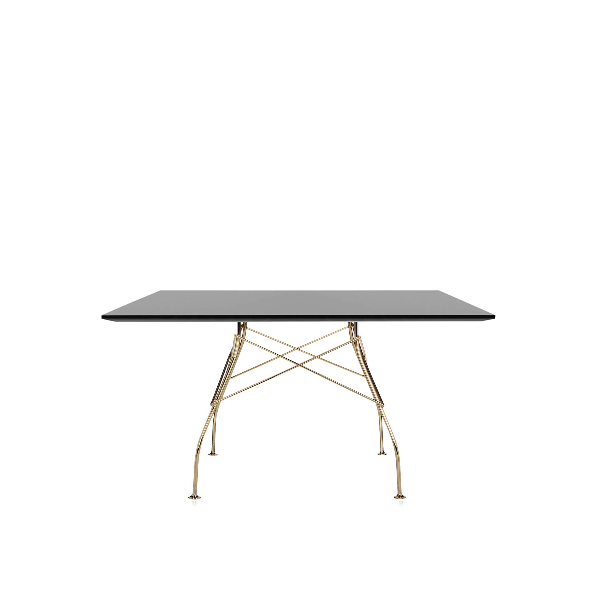 Kartell - Glossy Square Table 4567 130x130, Gold, Black Polyester - Matbord - Antonio Citterio - Svart - Naturmaterial/Metall