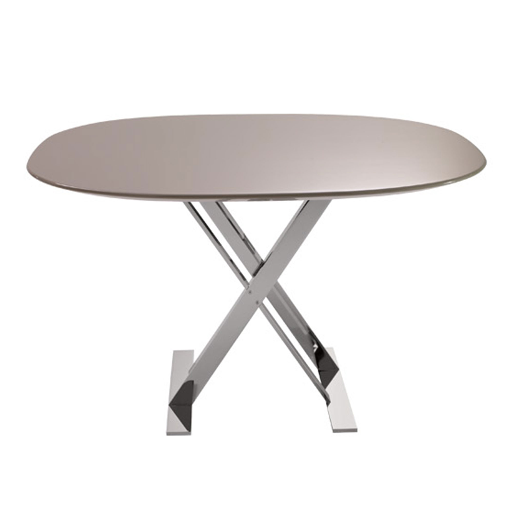 Maxalto - Pathos Square Table 110, Bright chromed frame, Glossy Desert top - Matbord - Antonio Citterio - Beige - MDF/Metall
