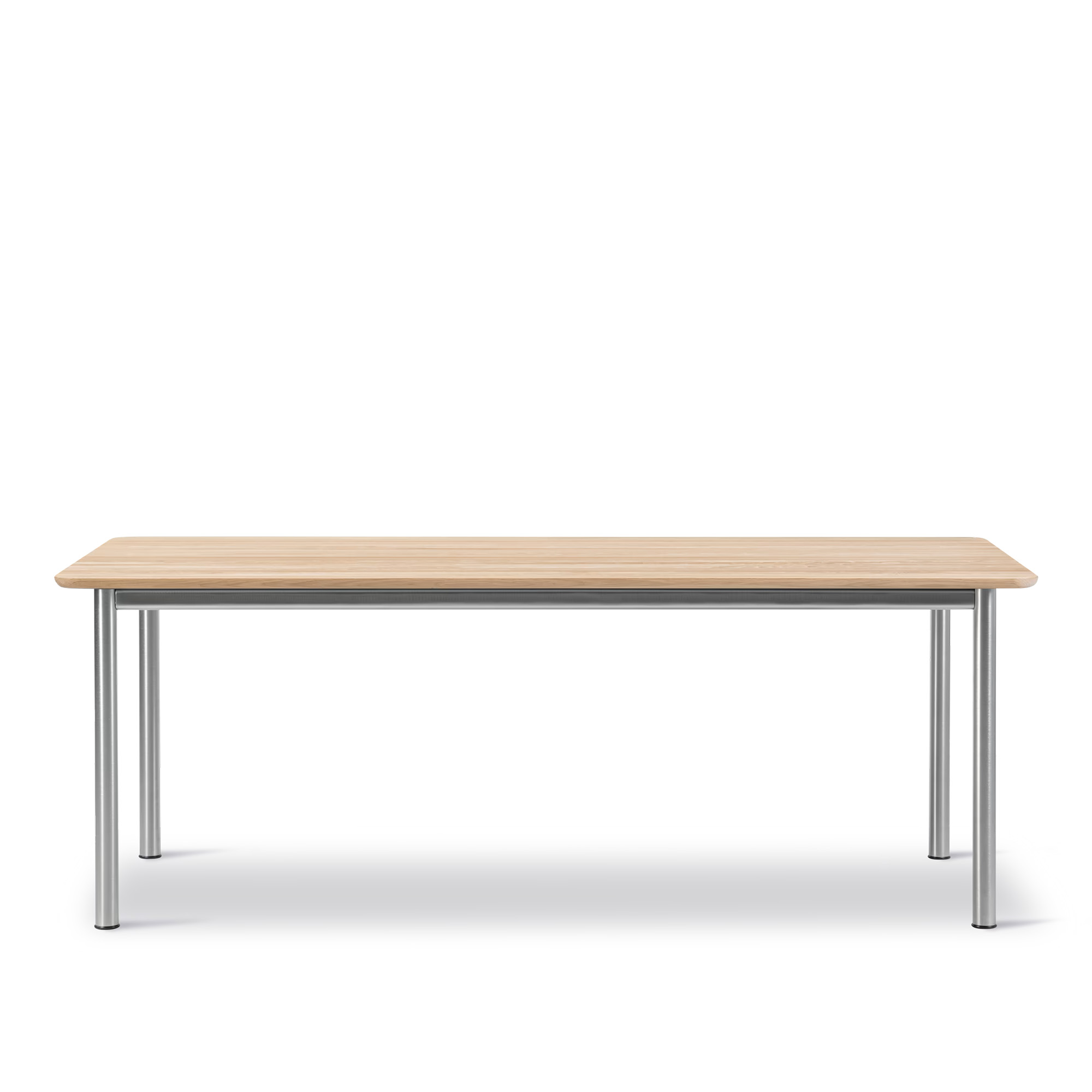 Fredericia Furniture - Plan Table - Table 200 x 100 cm - height 73 cm - Oak light oil - Rounded edge - Brushed steel - Skrivbord - Edward Barber & Jay Osgerby - Träfärgad - Trä