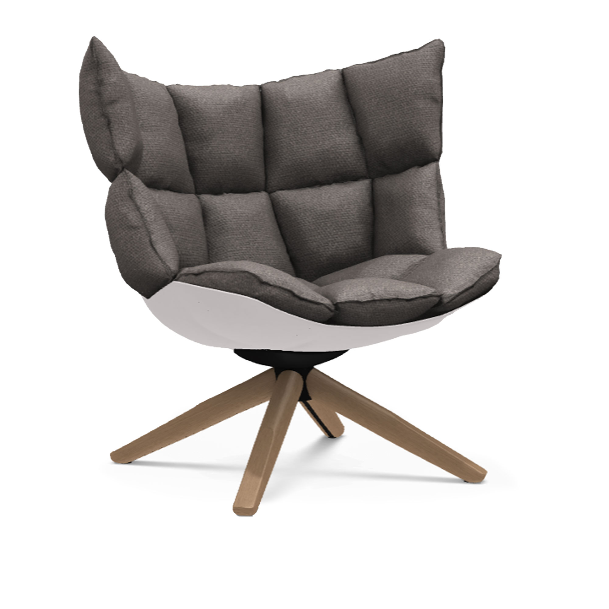 B&B Italia - Husk H2G Cat. Lusso Laveno 254 White shell, brushed light oak - Snurrfåtöljer - Patricia Urquiola - Grå - Trä/Textilmaterial/Syntetiskt