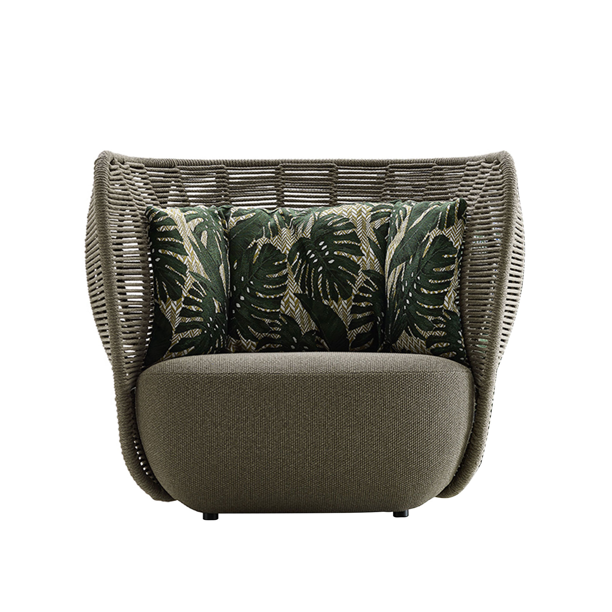 B&B Italia - Bay Outdoor Armchair BY118B, Anthracite Polypropylene Interlacing, Back Cushion, Fabric Outdoor 02, Super Scirocco 258 - Utomhusfåtöljer - Doshi Levien - Metall/Syntetiskt