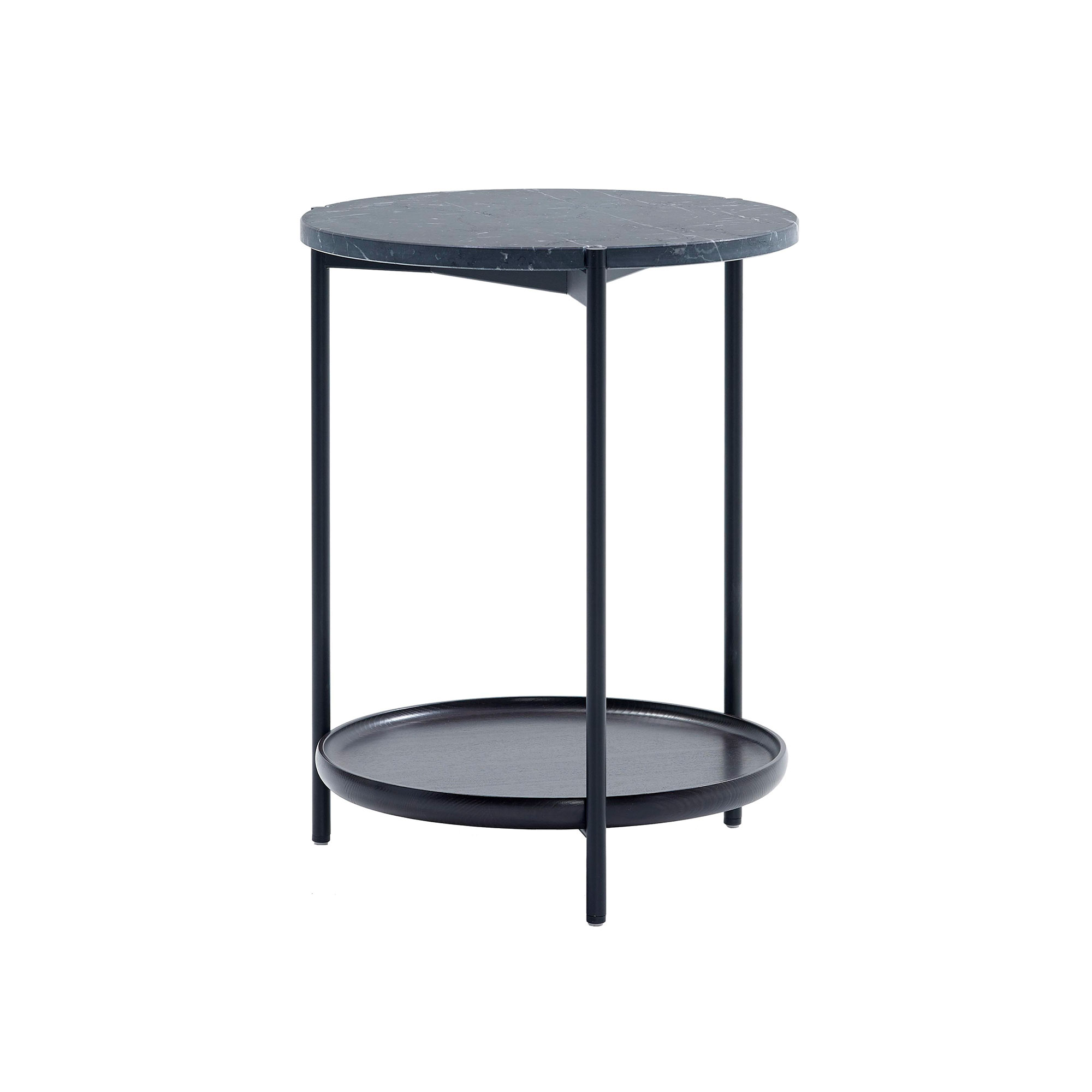 Adea - Plateau Round Table Ø42 LT, Black Marquina Marble Top Black Standard Legs, Wenge Ash Tray - Soffbord - Johan Ridderstråle,Mats Broberg - Svart - Metall/Trä/Sten