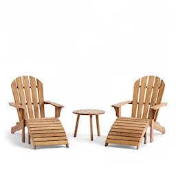 Midsummer Round Outdoor Side Table & 2 Outdoor Lounge Chairs with Footstools