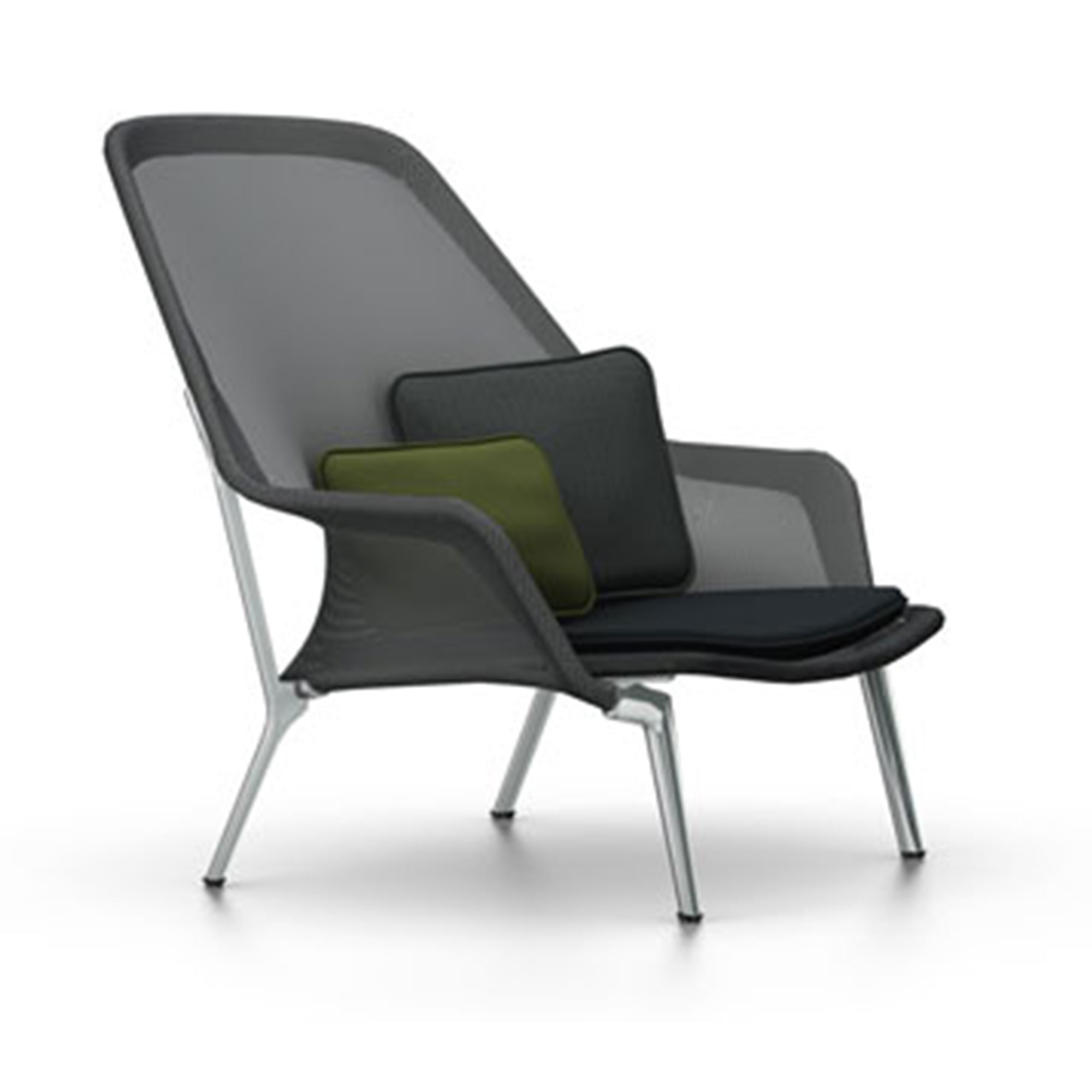 Vitra - Slow Chair  Ottoman, Svart, Polerat - Fåtöljer - Ronan & Erwan Bouroullec - Svart - Metall