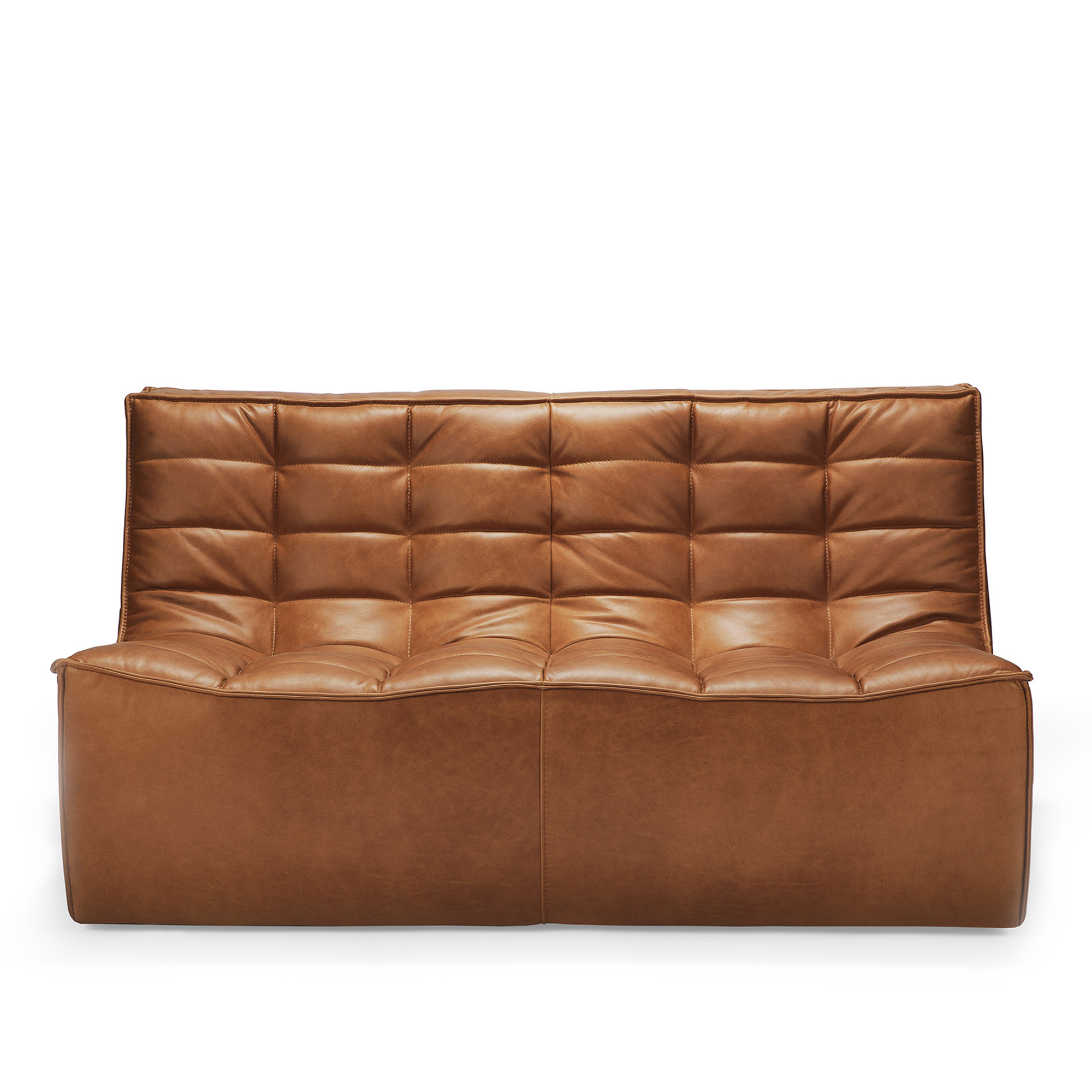 Ethnicraft - N701 Sofa 2-Seater - Old Saddle - Soffor - Jacques Deneef - Brun - Tr&auml;/Textilmaterial/Skum