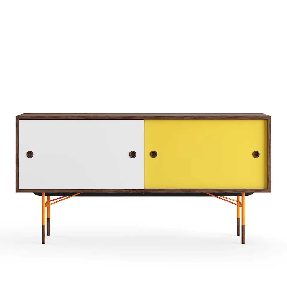 Sideboard utan lådor Walnut White/Yellow
