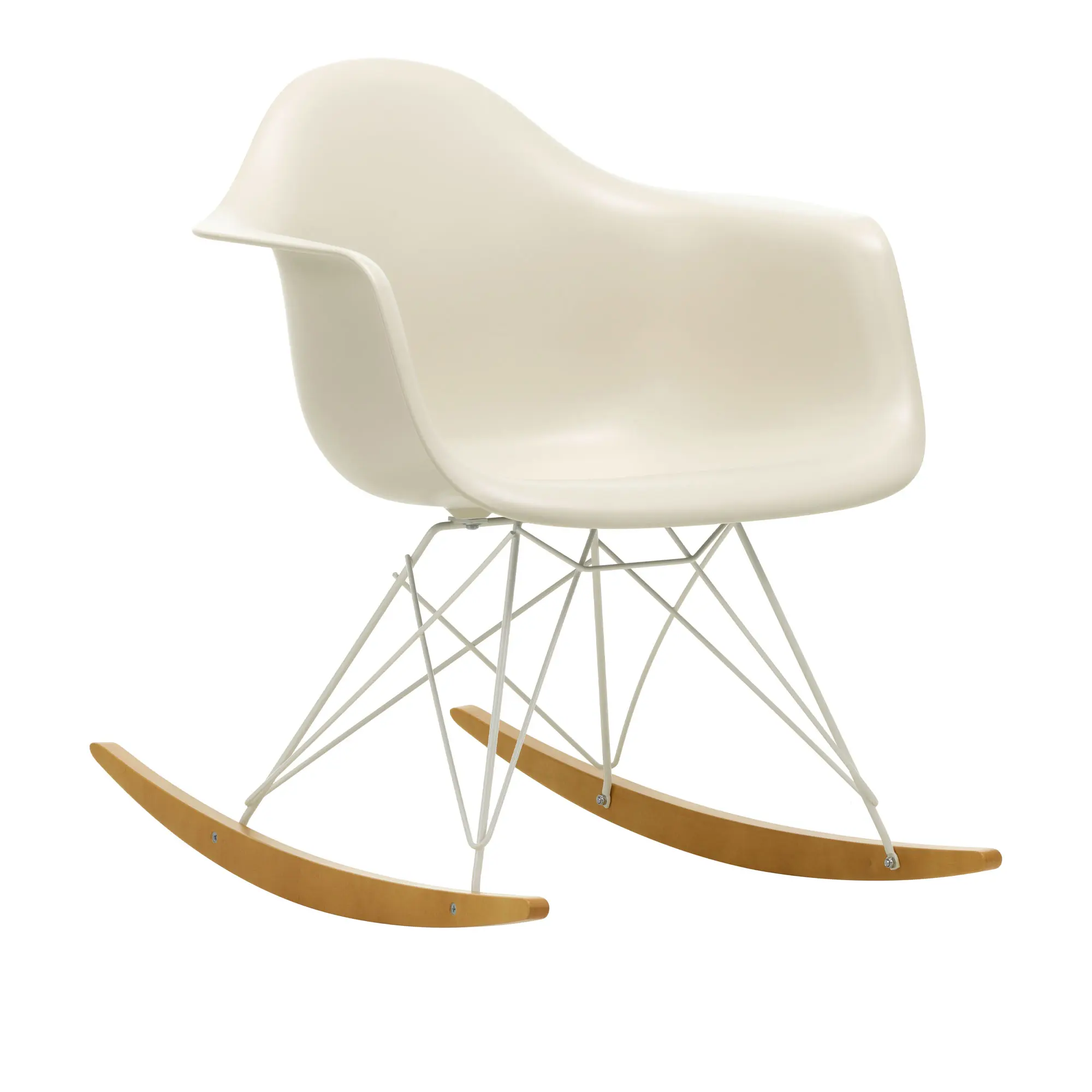 Eames RE Plastic Armchair RAR gyngestol White/Golden Maple