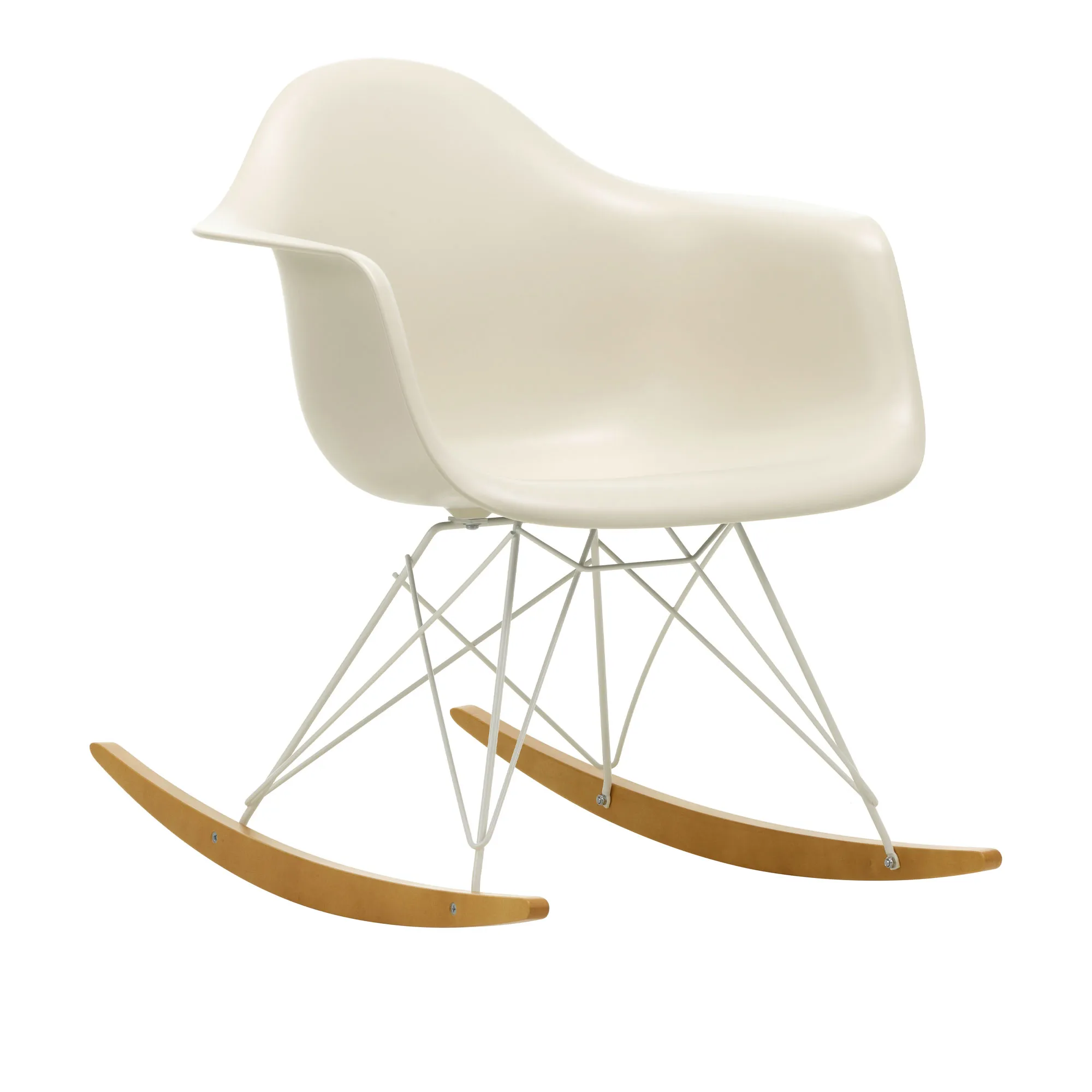 Eames RE Plastic Armchair RAR gungstol White/Golden Maple