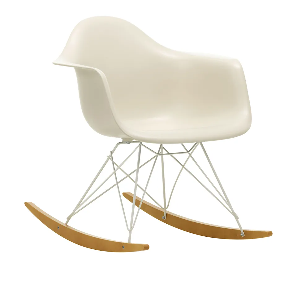 Eames RE Plastic Armchair RAR gungstol White/Golden Maple