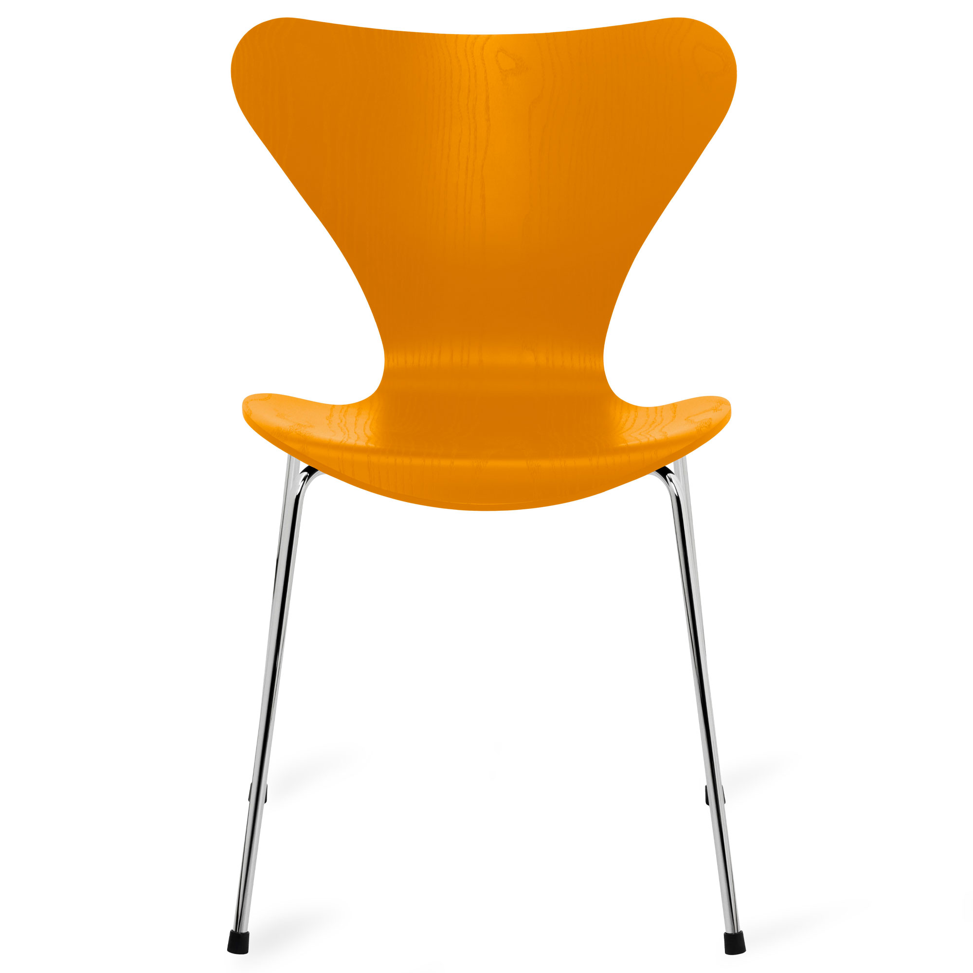Fritz Hansen - Sjuan 3107 stol färgad askfanér chrome / burnt yellow - Matstolar - Arne Jacobsen - Gul - Metall/Trä | Möbler - Stolar Och Pallar - Matstolar | Möbelexperten