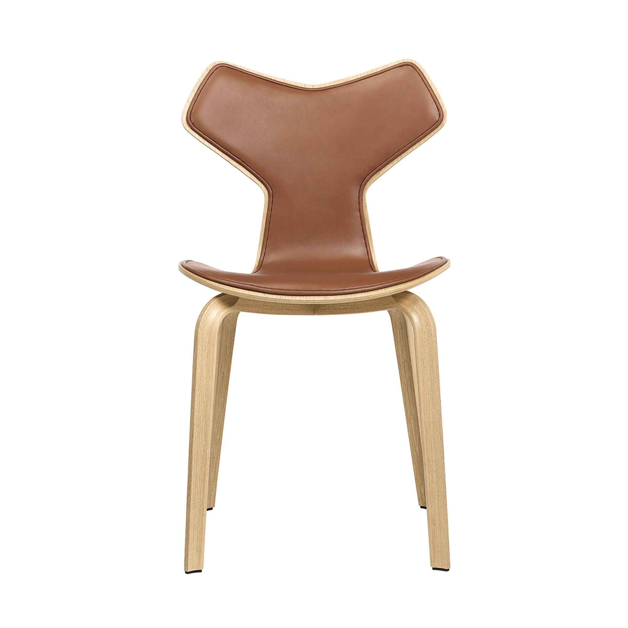 Fritz Hansen - 4130 Grand Prix, Ek, Framsidesklädd, Tyg, Hallingdal 180 - designer_arne_jacobsen - Grå - Metall/Trä/Textilmaterial