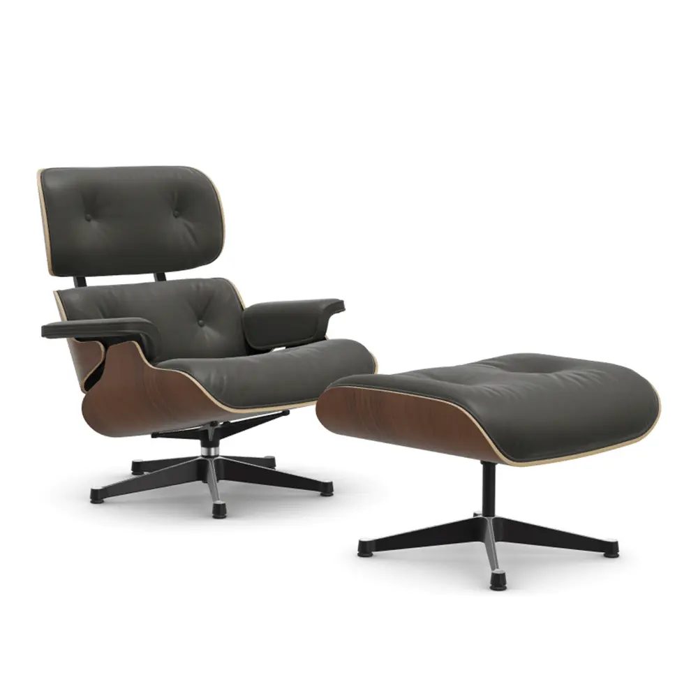 Eames Lounge Chair & Ottoman Black Pigmented Walnut Polished/Black