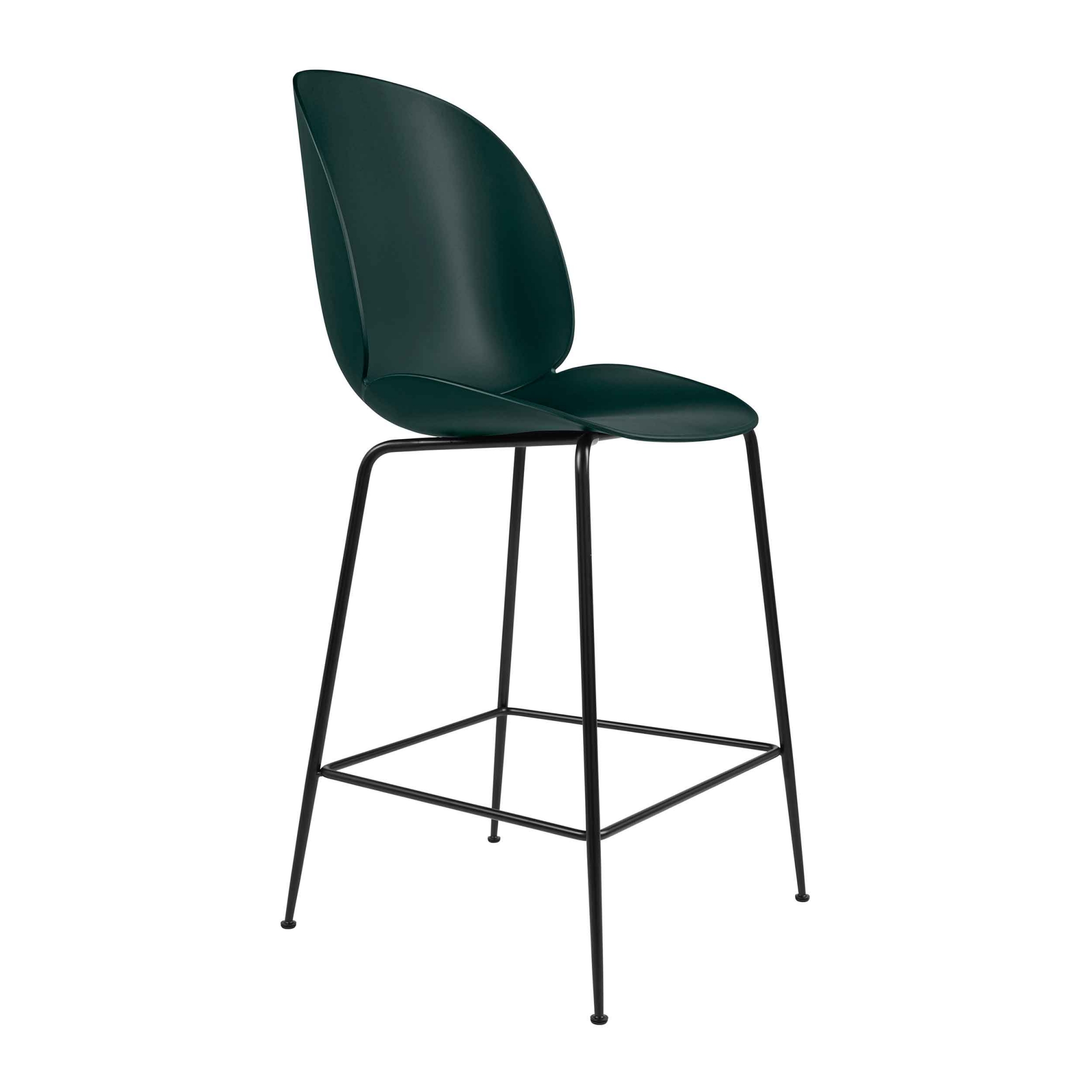 Gubi - Beetle Counter Chair Un-upholstered, Conic Base Black, Green Shell - Barstolar & barpallar - GamFratesi - Grön - Metall/Plast
