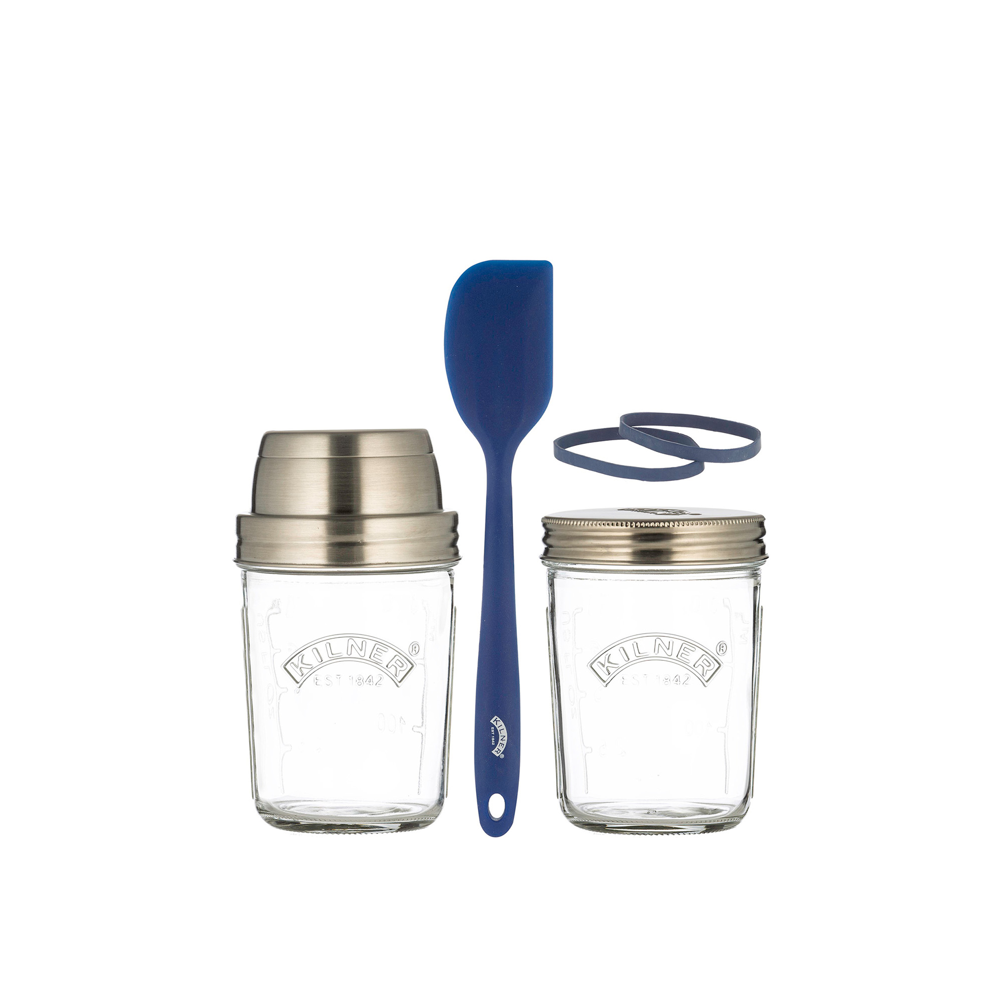 Kilner - Kilner Sourdough Starter Set - Set of 2 - Matbokser og oppbevaringsbokser - Sølv,Gjennomsiktig,Blå - Glass/Metall/Syntetisk