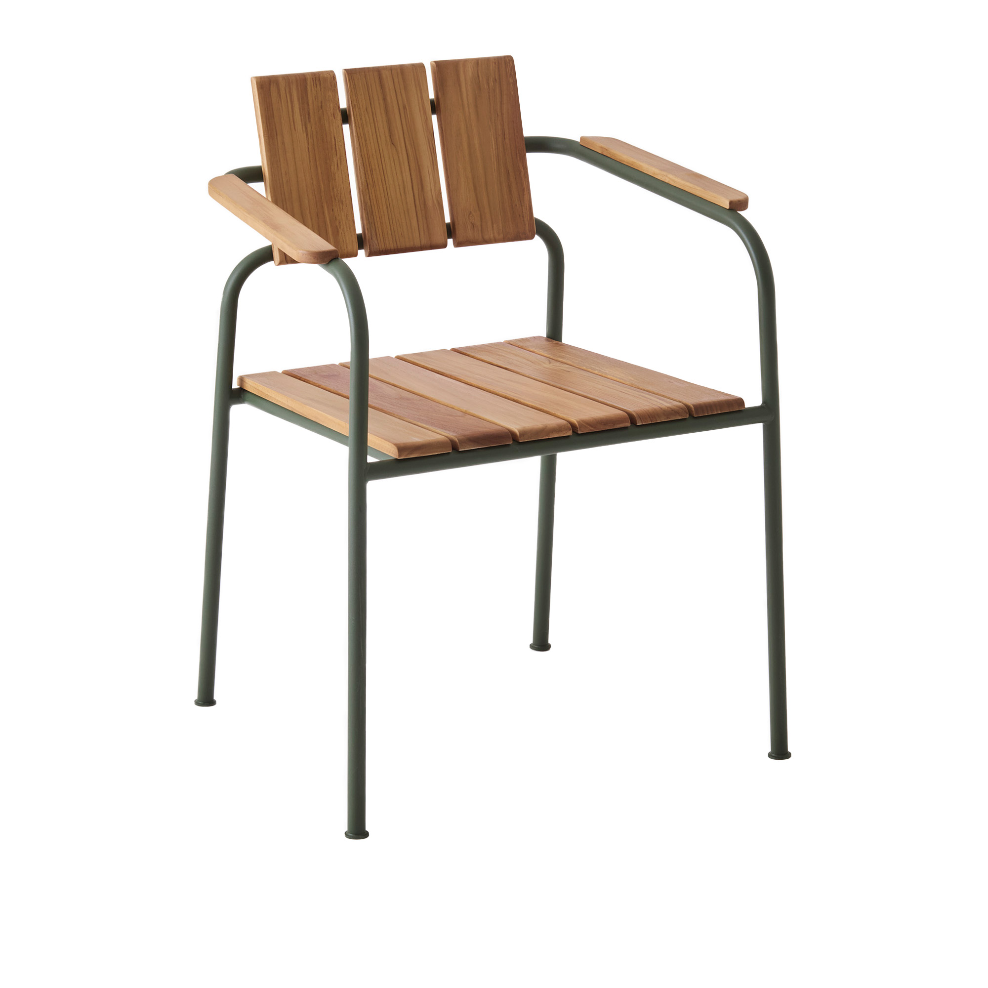 Huseby - Kallio Outdoor Dining Chair with Armrests Green - Matstolar utomhus - Sami Kallio - Grön - Metall/Trä | Utemöbler - Utestolar - Matstolar Utomhus | Möbelexperten